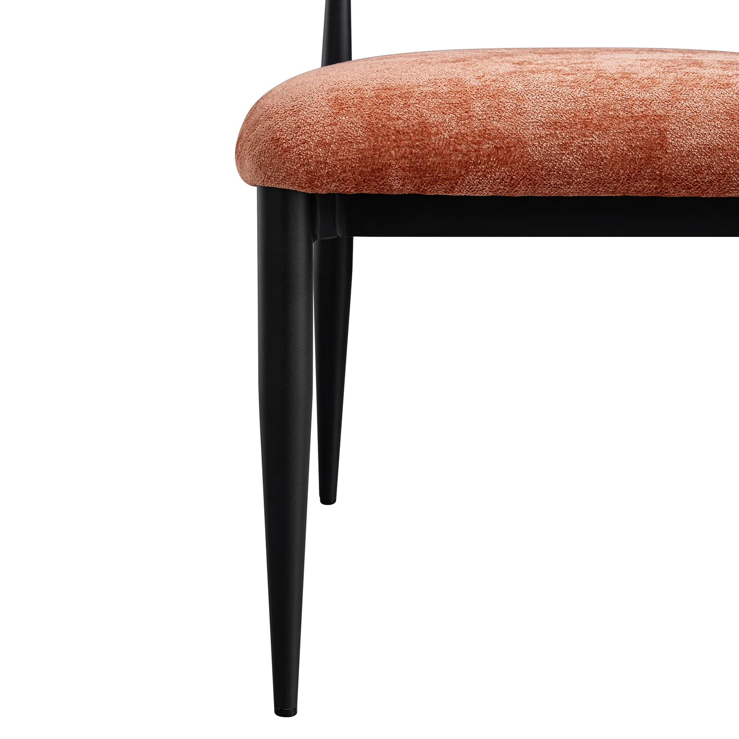 Dagmar Set of 2 Dining Chairs, Rust Chenille | Black Frame - Image 11