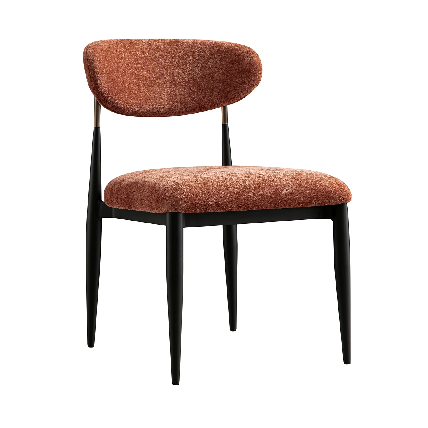 Dagmar Set of 2 Dining Chairs, Rust Chenille | Black Frame - Image 4
