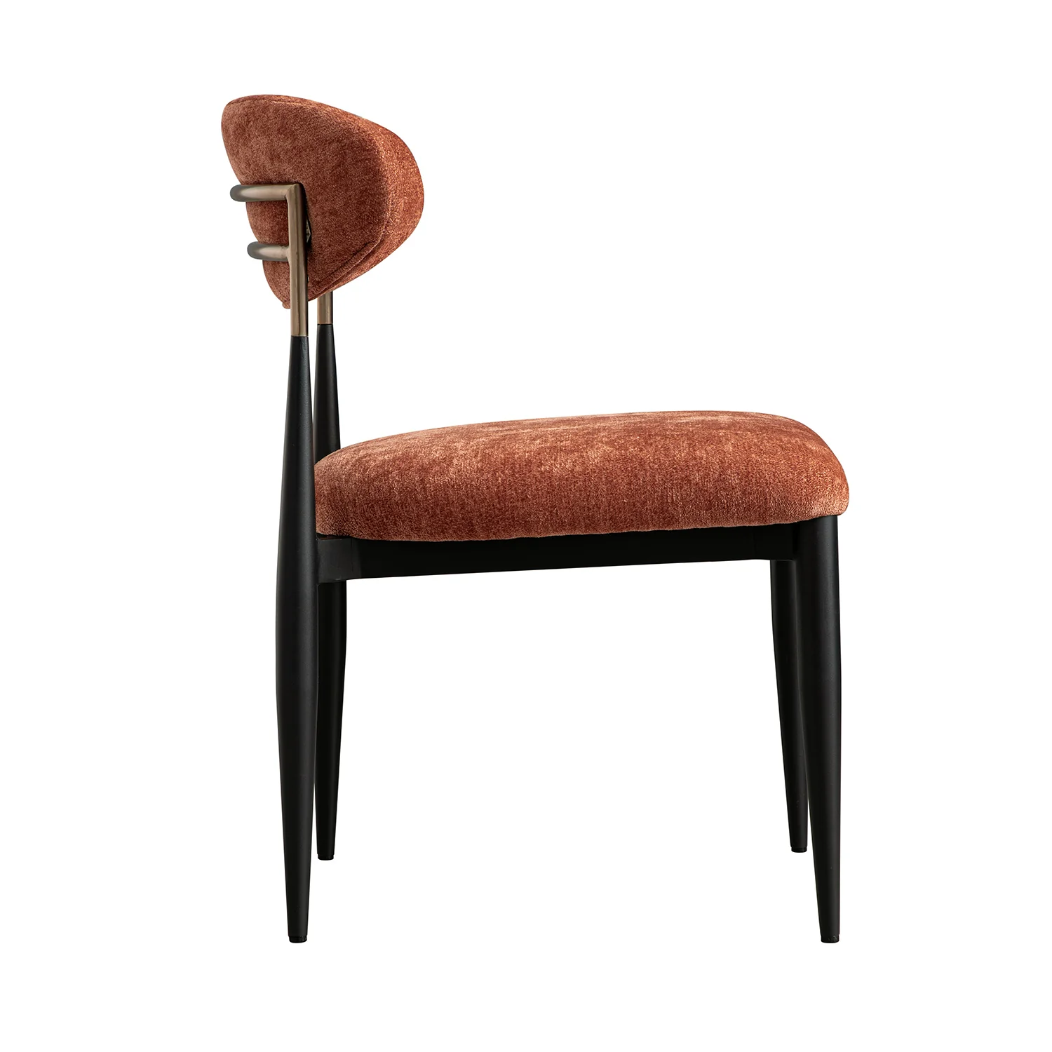 Dagmar Set of 2 Dining Chairs, Rust Chenille | Black Frame - Image 5