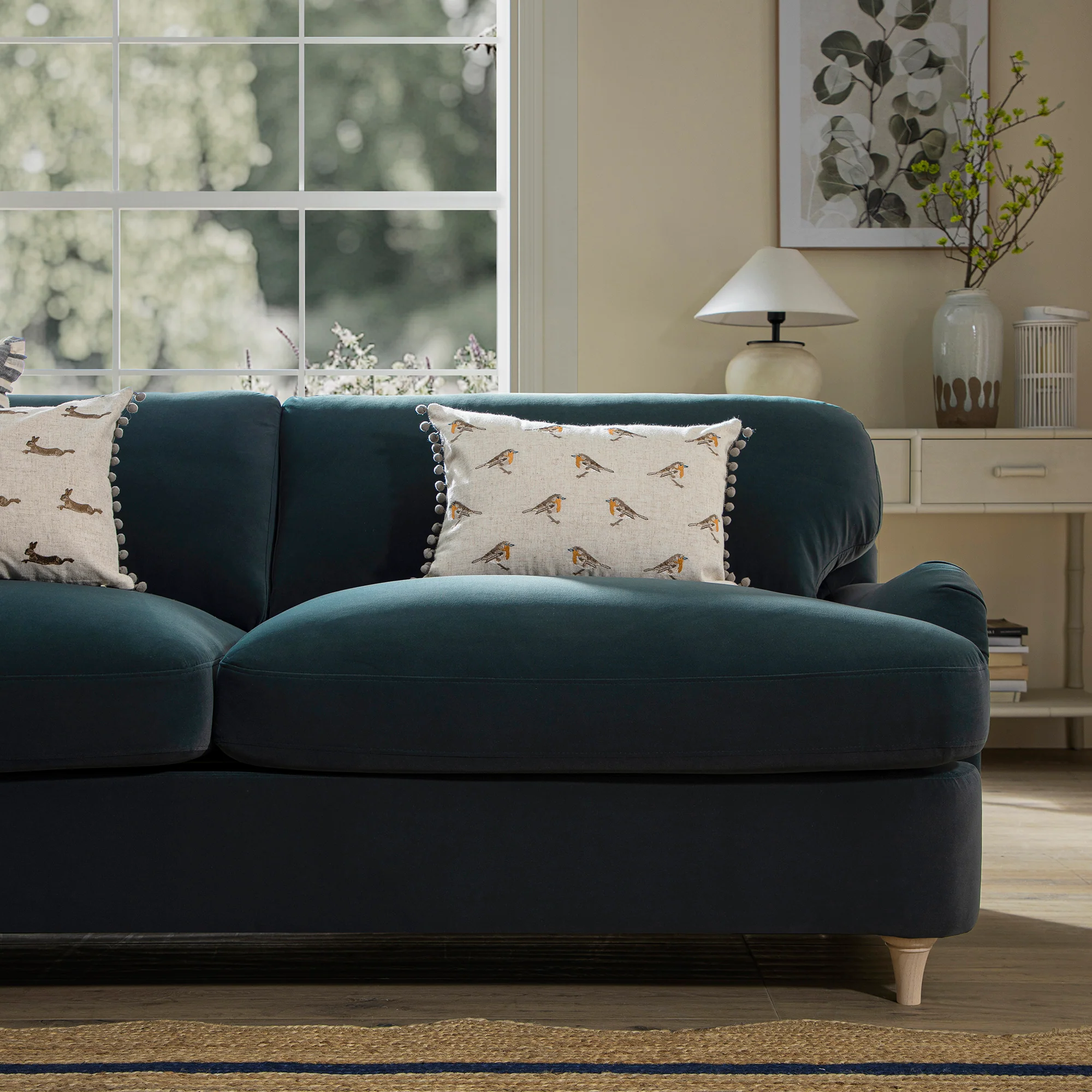 Daphnis Aegean Blue Velvet Sofa Bed, Large 3-Seater - Image 6