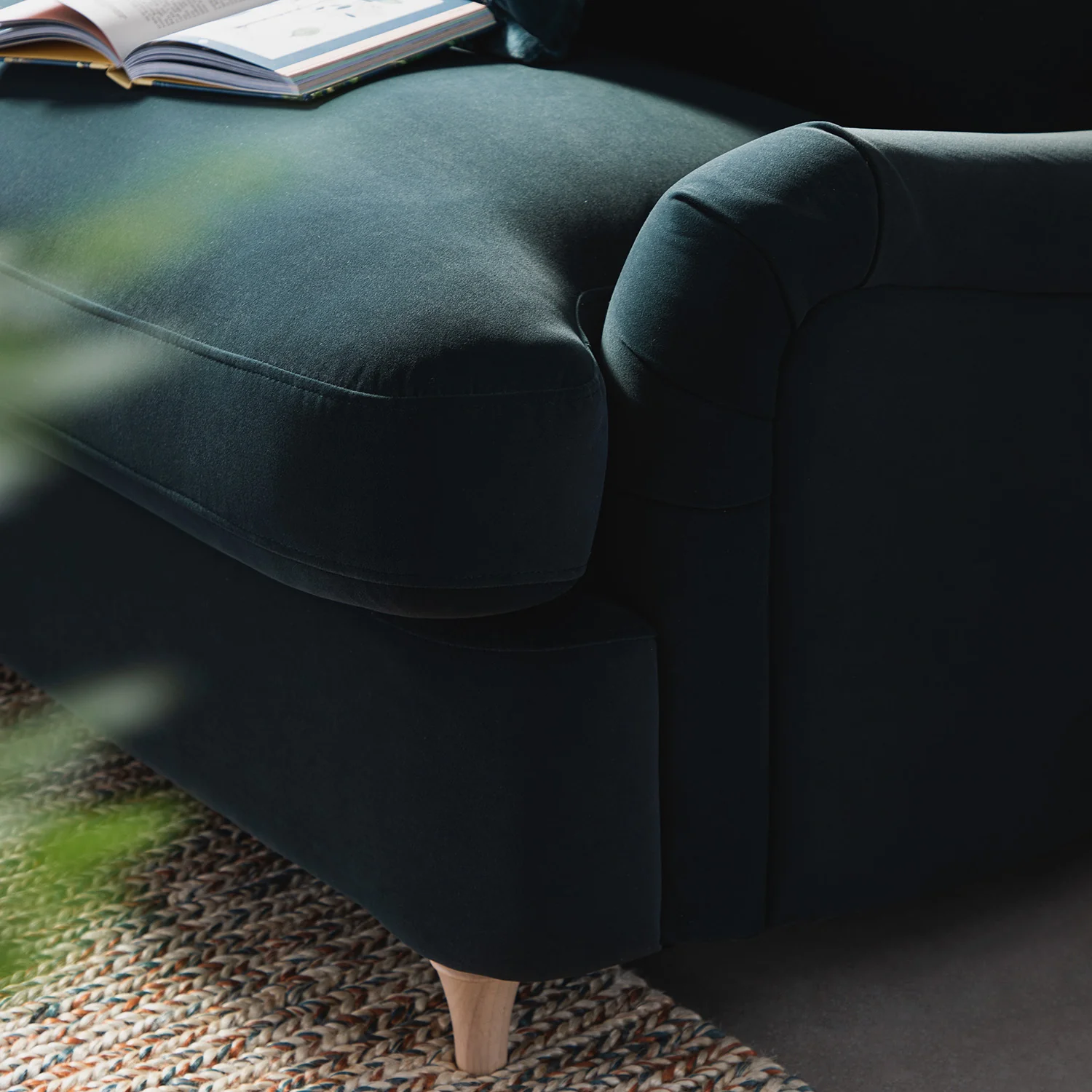 Daphnis Aegean Blue Velvet Sofa Bed, Loveseat - Image 8