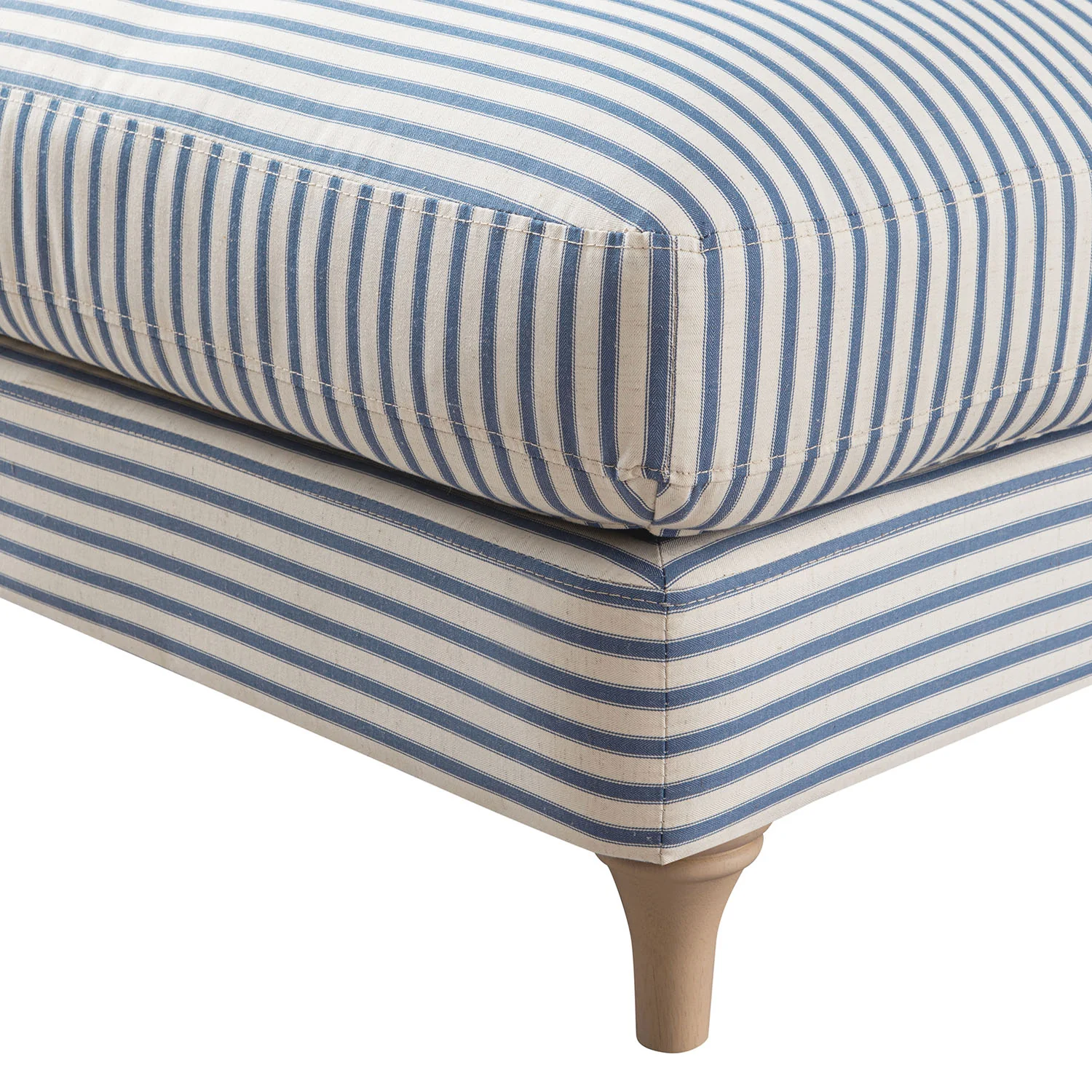 Daphnis Blue Striped Linen Blend Footstool - Image 11