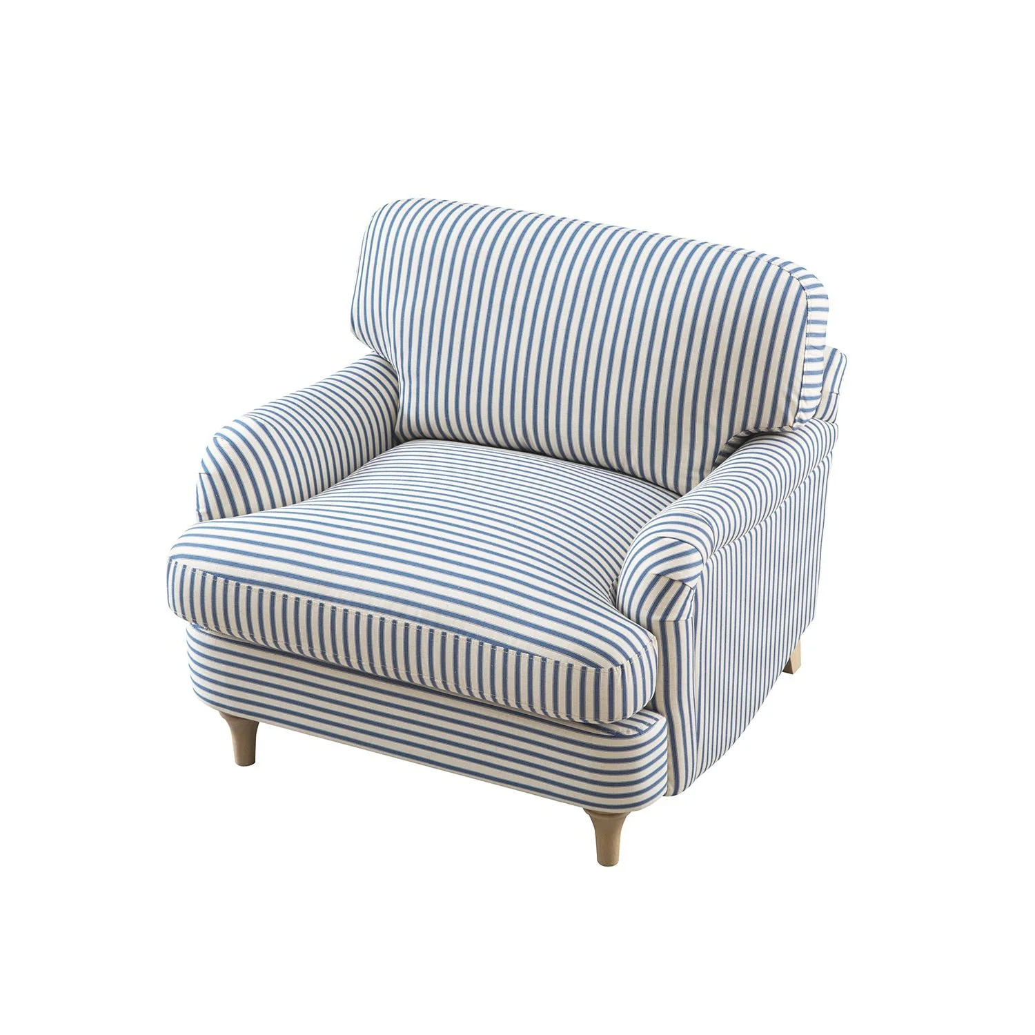 Daphnis Blue Striped Linen Blend Sofa, 1-Seater - Image 13