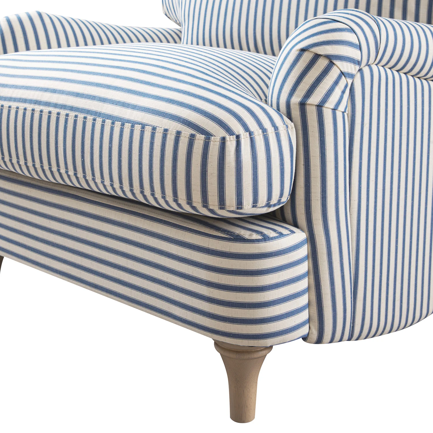 Daphnis Blue Striped Linen Blend Sofa, 1-Seater - Image 14