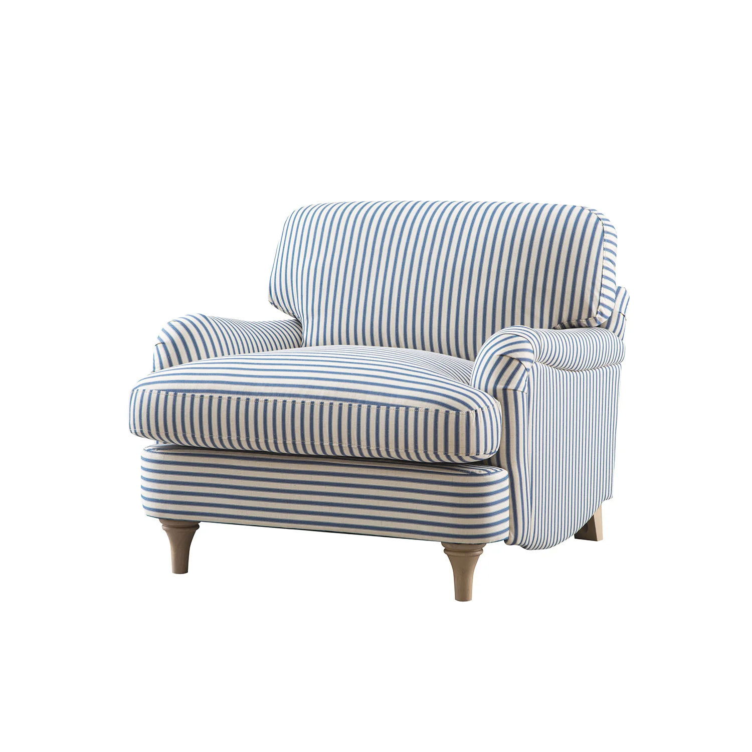Daphnis Blue Striped Linen Blend Sofa, 1-Seater - Image 8