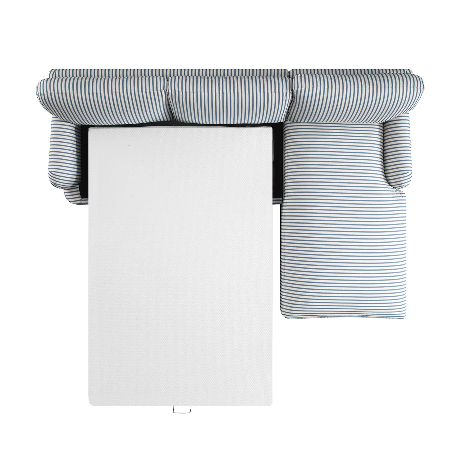 Daphnis Blue Striped Linen Blend Sofa Bed, Grande Chaise Right Hand Facing - Image 13