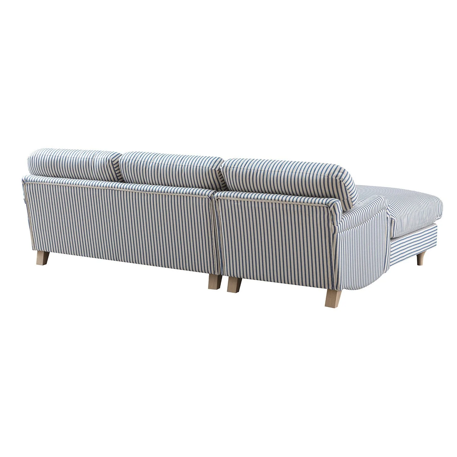 Daphnis Blue Striped Linen Blend Sofa, Grande Chaise Sofa Left Hand Facing - Image 13