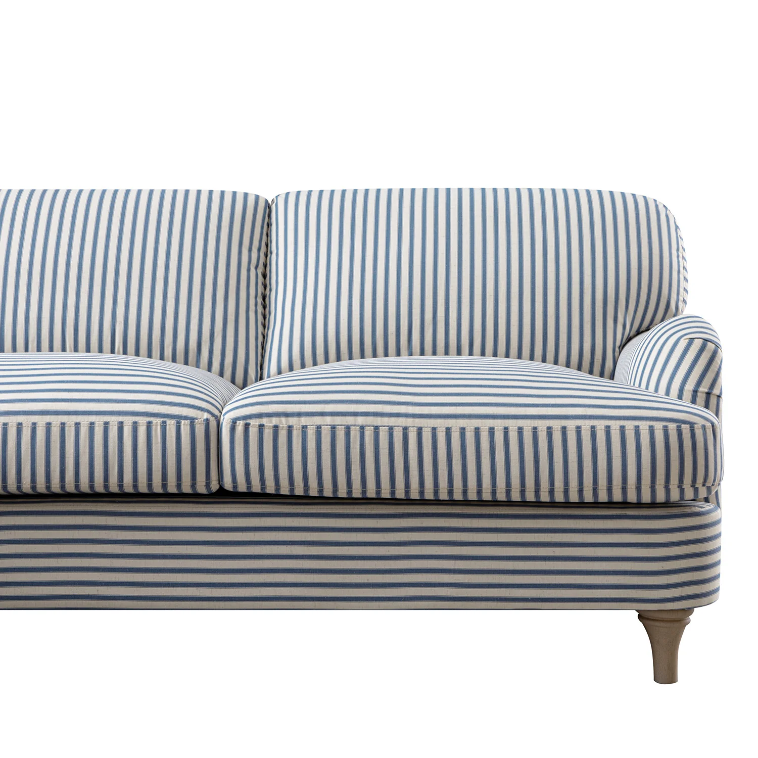 Daphnis Blue Striped Linen Blend Sofa, Grande Chaise Sofa Left Hand Facing - Image 14
