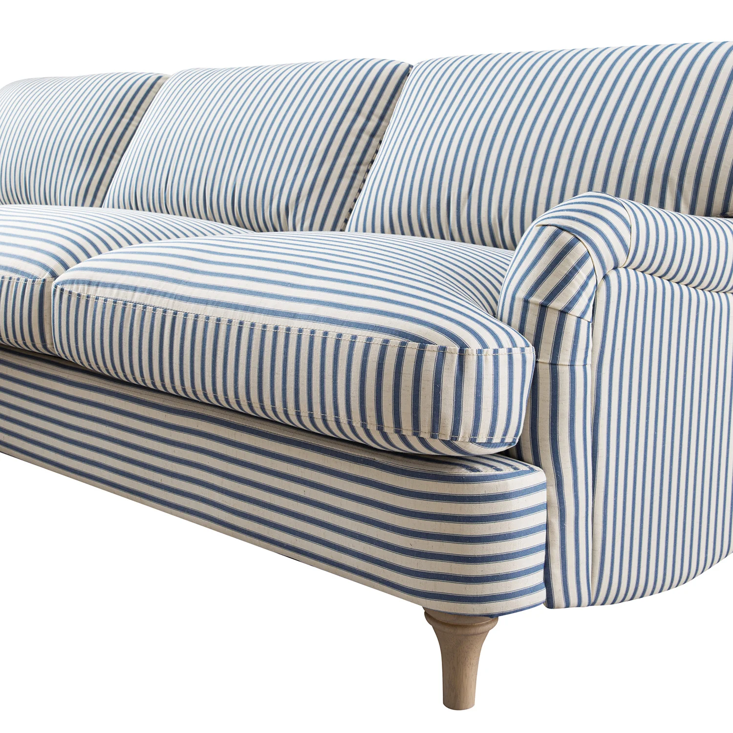 Daphnis Blue Striped Linen Blend Sofa, Grande Chaise Sofa Left Hand Facing - Image 15
