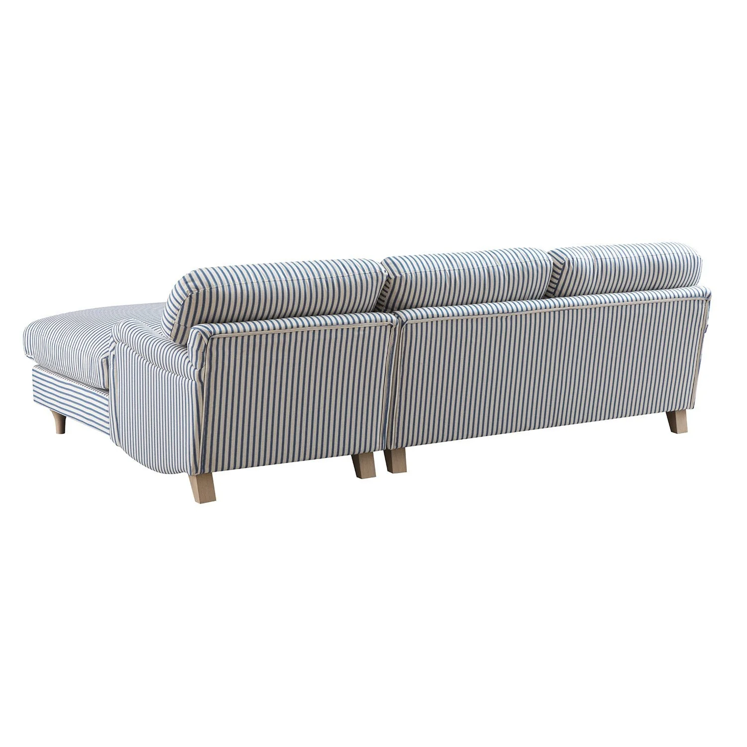 Daphnis Blue Striped Linen Blend Sofa, Grande Chaise Sofa Right Hand Facing - Image 13
