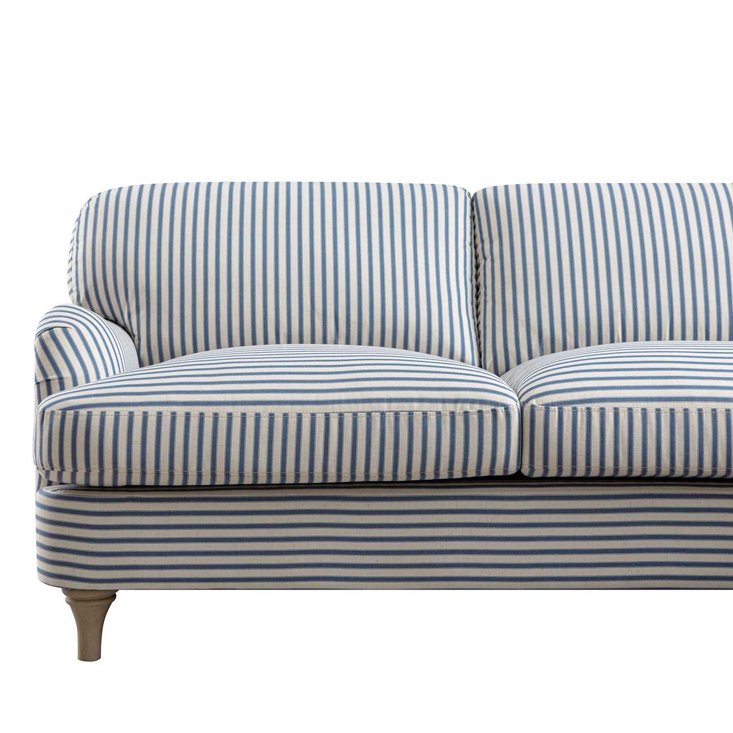 Daphnis Blue Striped Linen Blend Sofa, Grande Chaise Sofa Right Hand Facing - Image 14