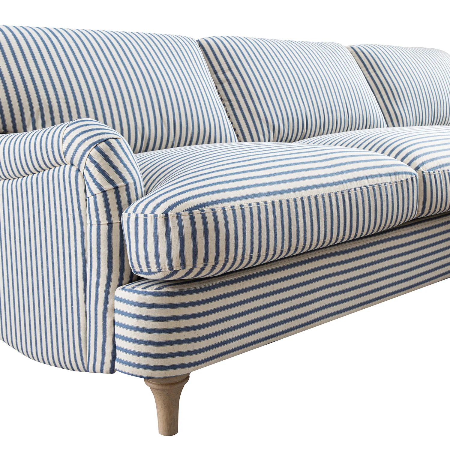 Daphnis Blue Striped Linen Blend Sofa, Grande Chaise Sofa Right Hand Facing - Image 15