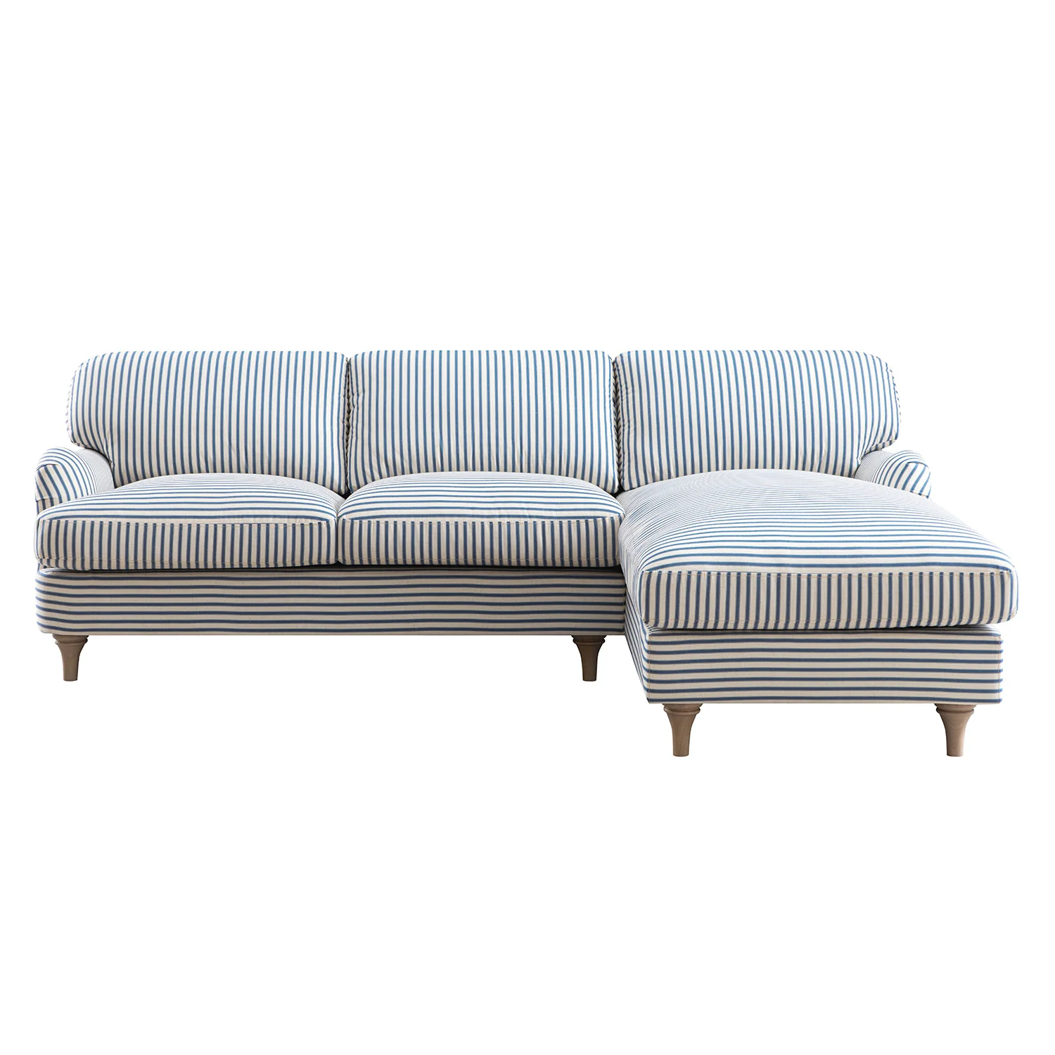 Daphnis Blue Striped Linen Blend Sofa, Grande Chaise Sofa Right Hand Facing - Image 8