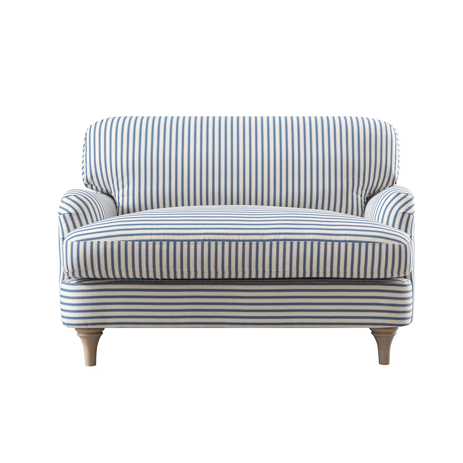 Daphnis Blue Striped Linen Blend Sofa, Loveseat - Image 6