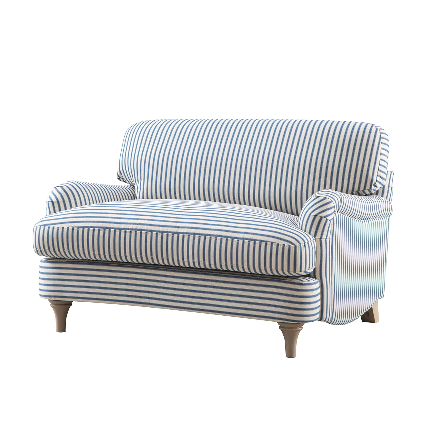 Daphnis Blue Striped Linen Blend Sofa, Loveseat - Image 7
