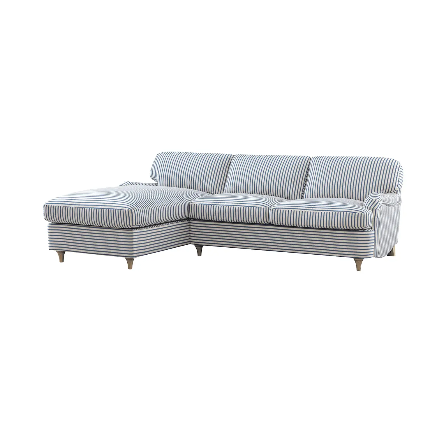 Daphnis Blue Striped Linen Blend Sofa Bed, Grande Chaise Left Hand Facing - Image 11