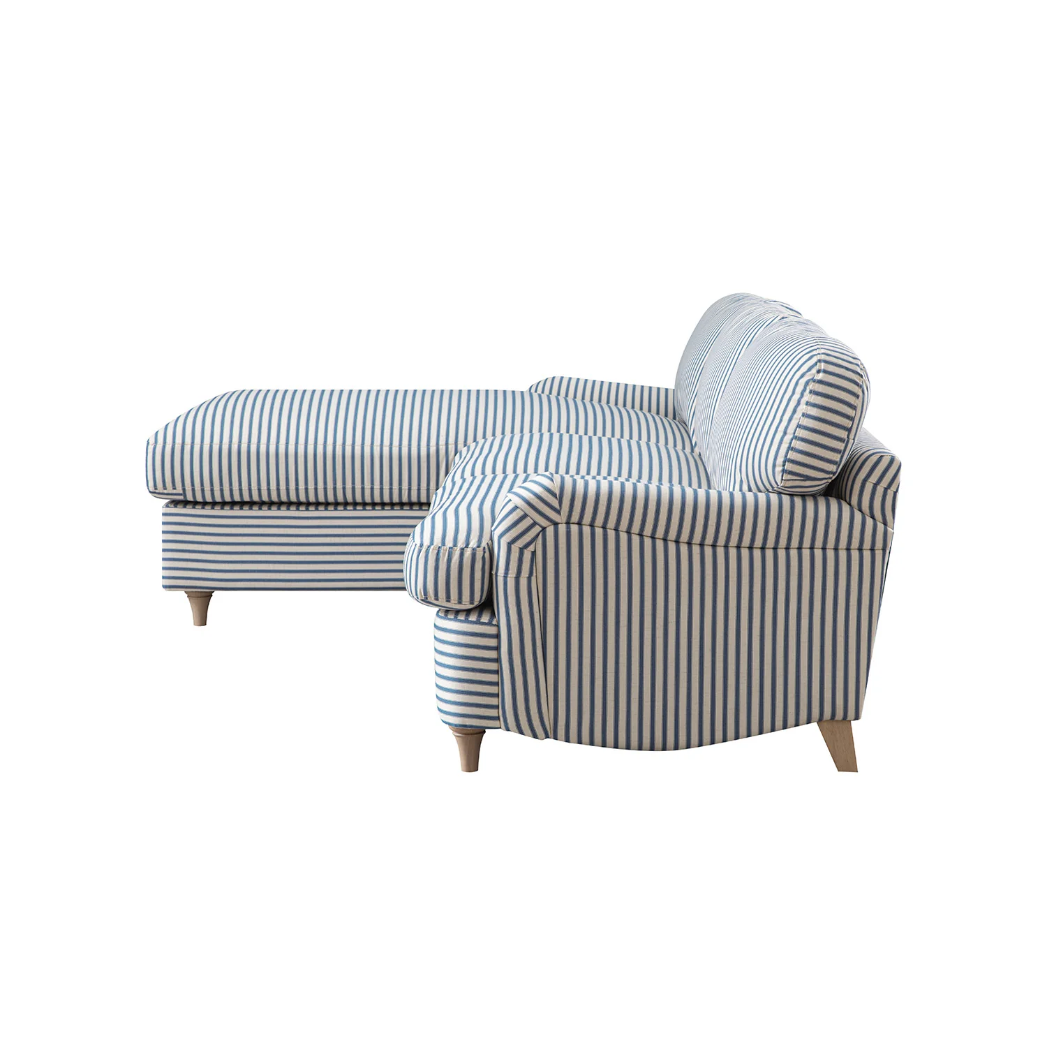 Daphnis Blue Striped Linen Blend Sofa Bed, Grande Chaise Left Hand Facing - Image 12