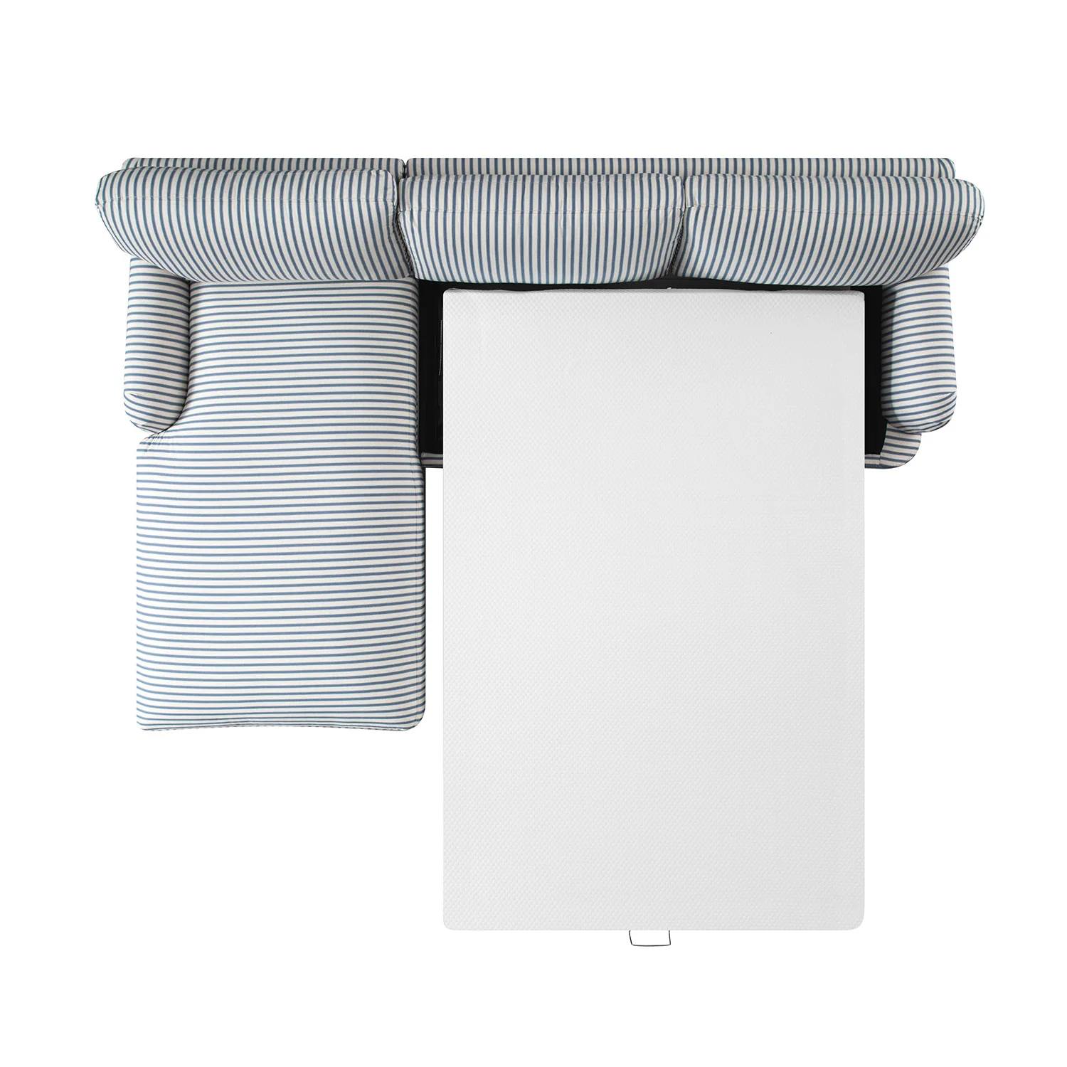 Daphnis Blue Striped Linen Blend Sofa Bed, Grande Chaise Left Hand Facing - Image 13