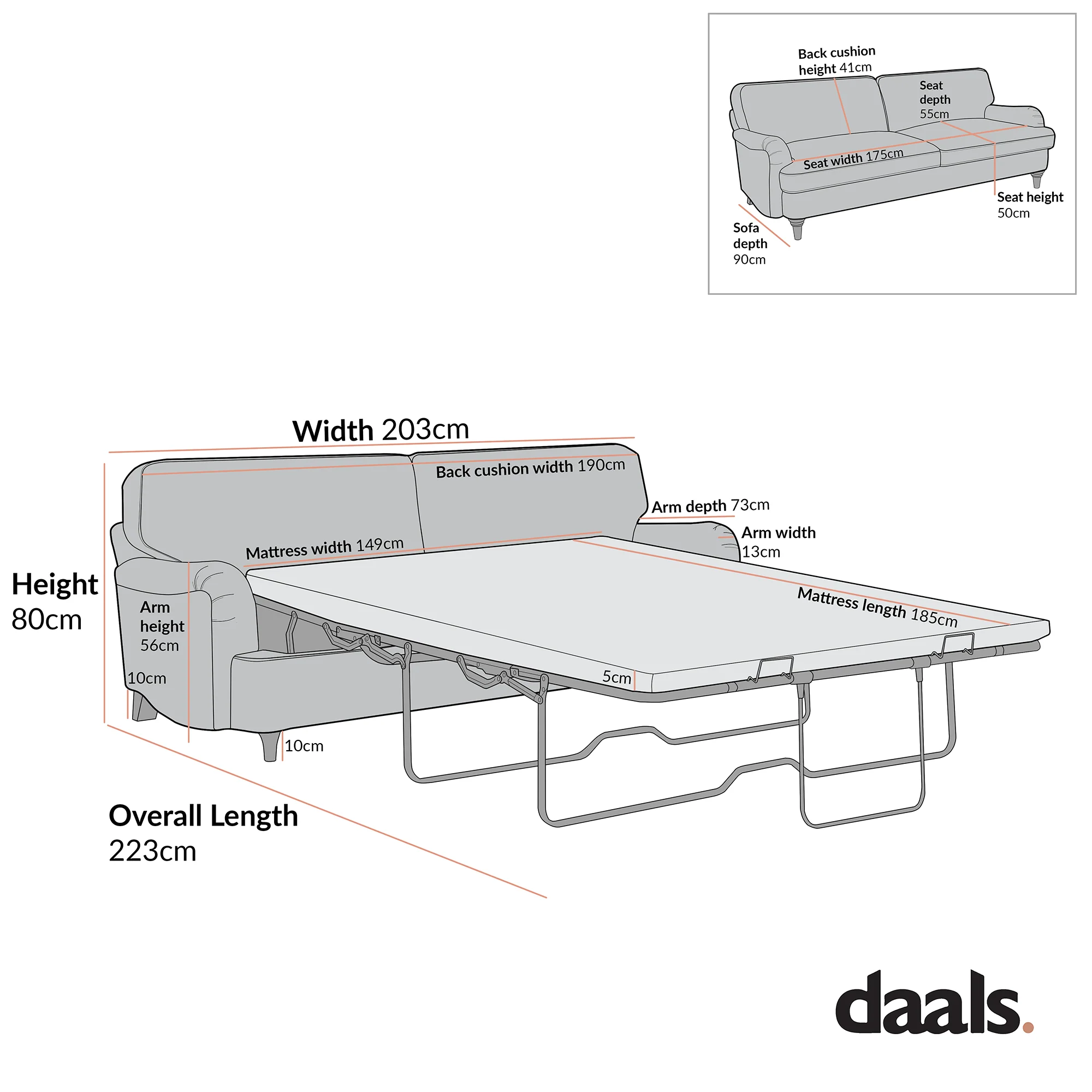 Daphnis Aegean Blue Velvet Sofa Bed, Large 3-Seater - Image 9