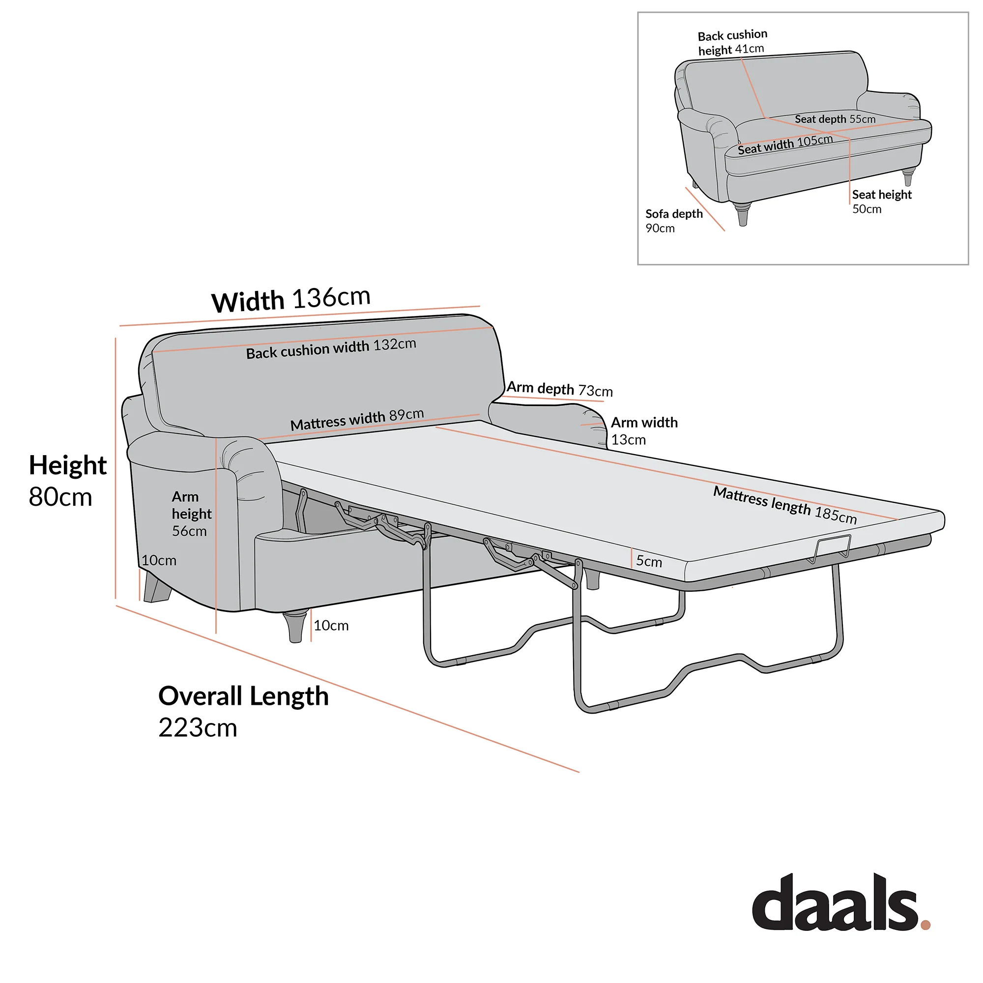 Daphnis Green Striped Linen Blend Fabric Sofa Bed, Loveseat - Image 13