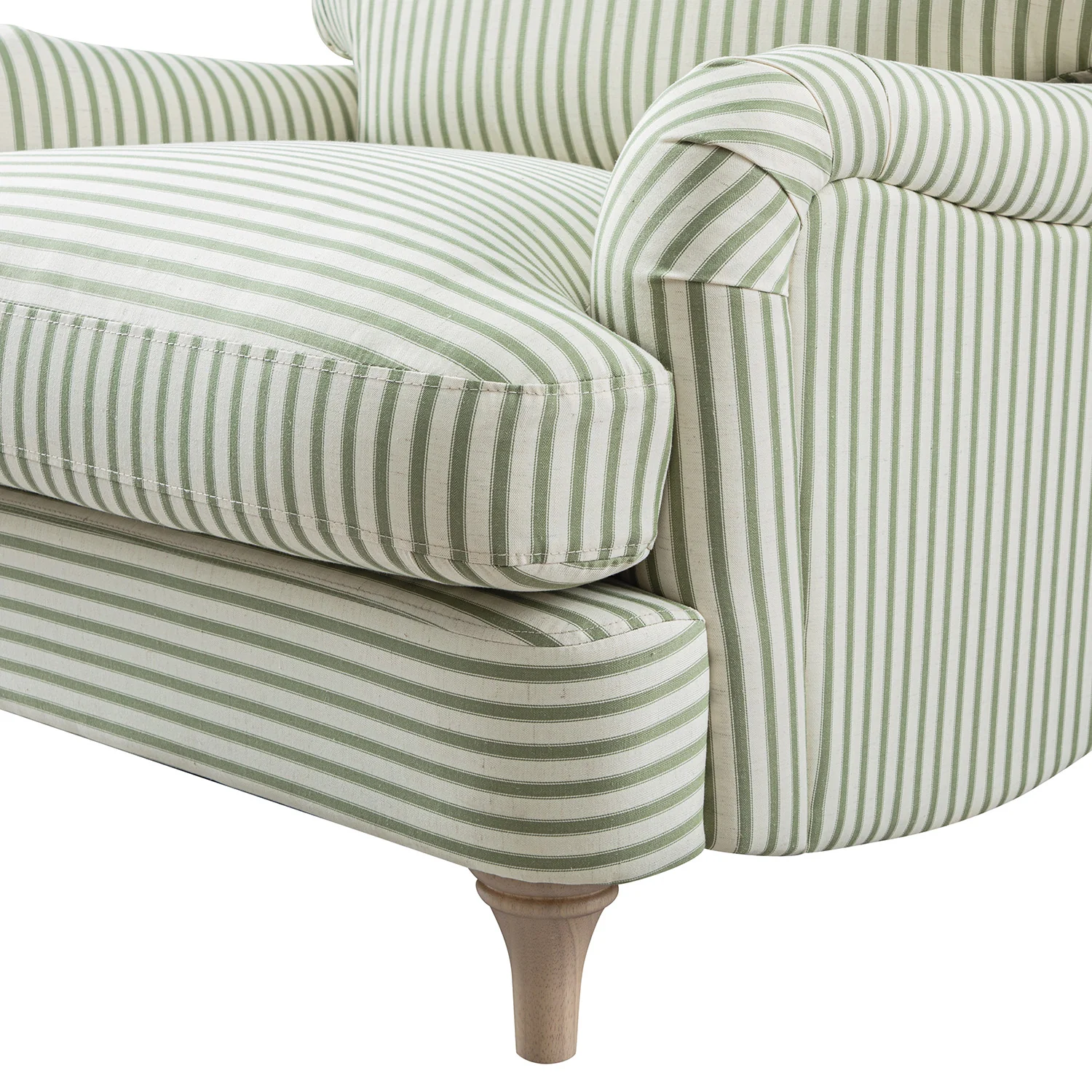 Daphnis Green Striped Linen Blend Sofa, 1-Seater - Image 13