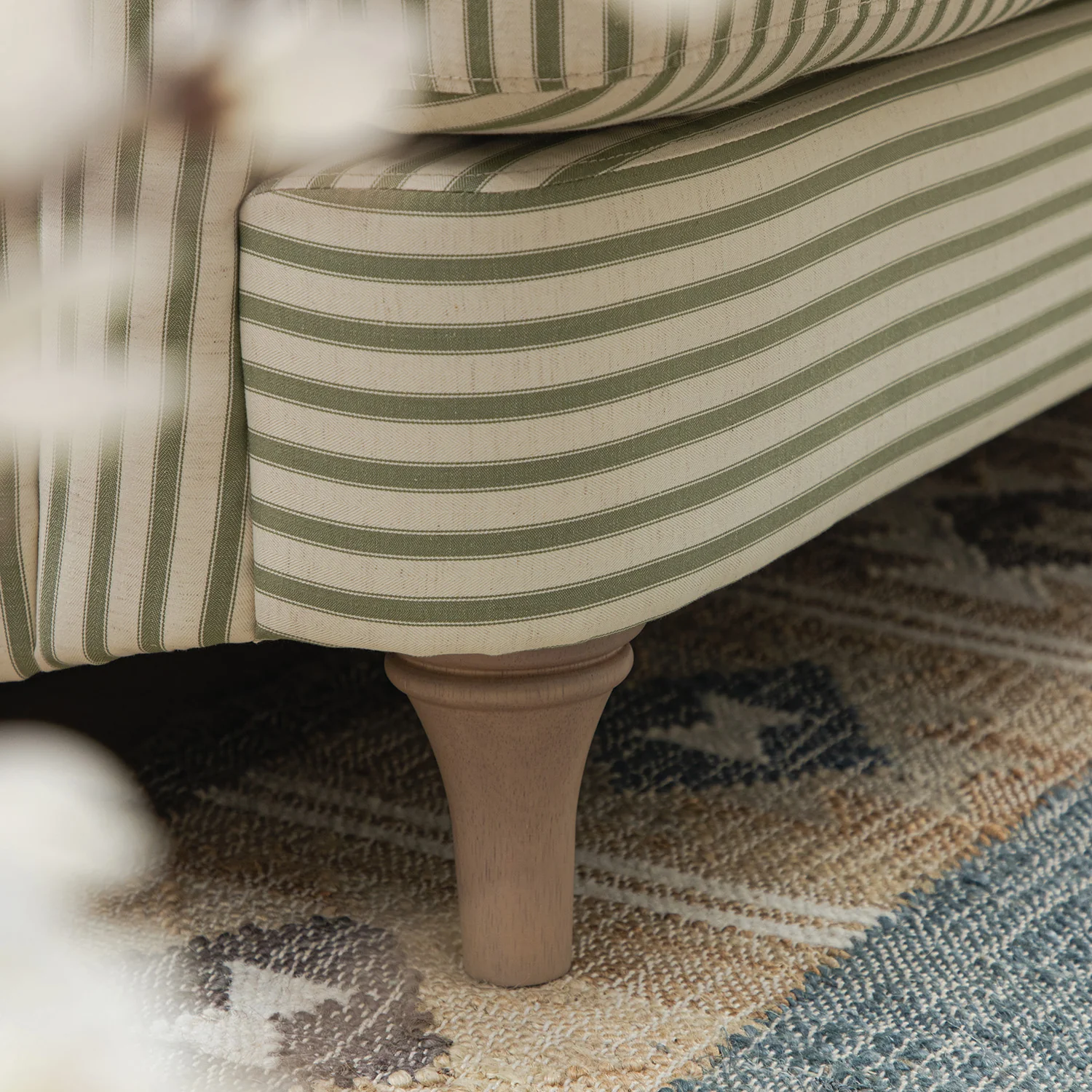 Daphnis Green Striped Linen Blend Sofa, 3-Seater - Image 5