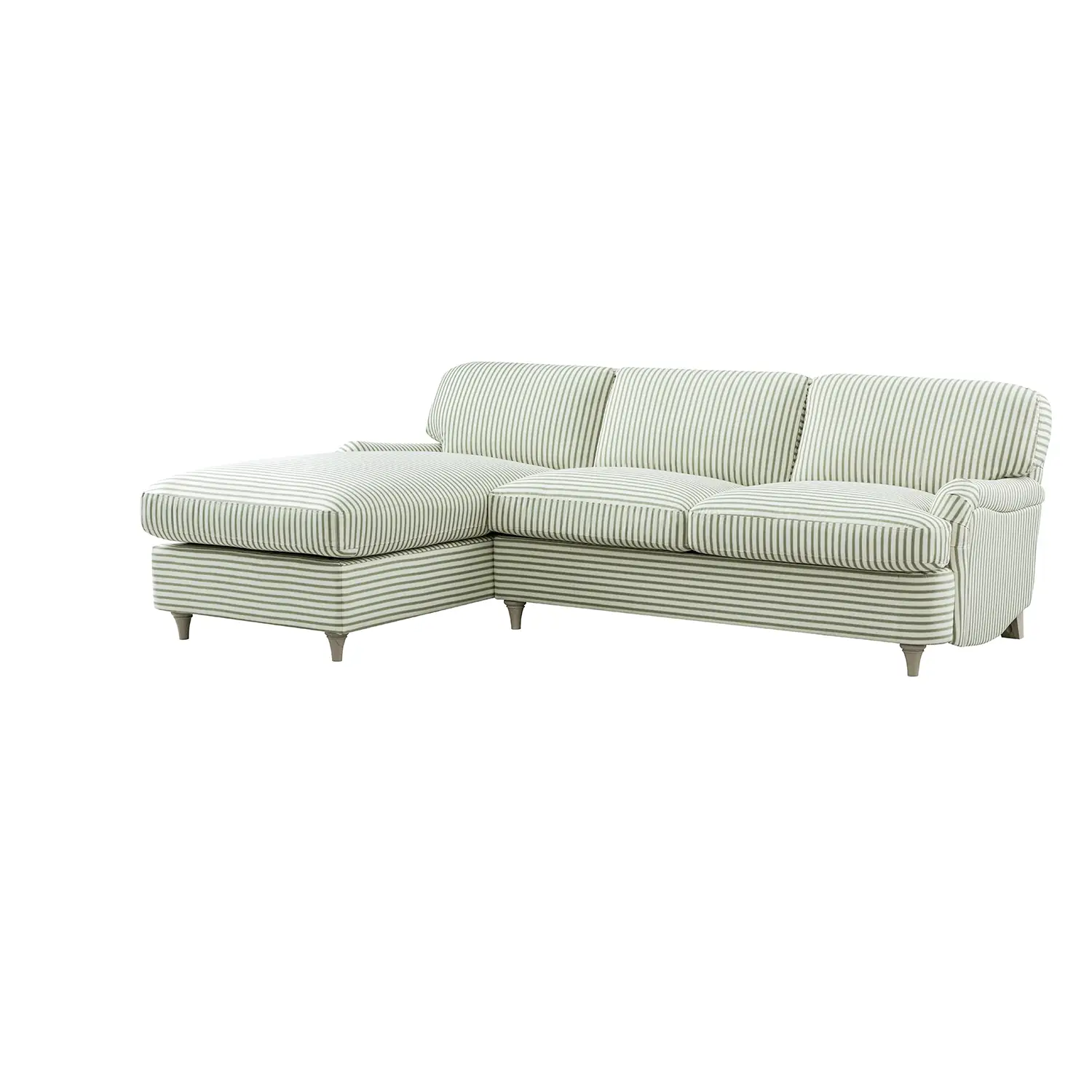 Daphnis Green Striped Linen Blend Sofa Bed, Grande Chaise Left Hand Facing - Image 4