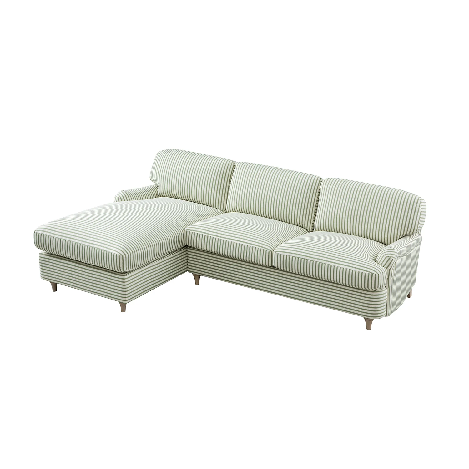 Daphnis Green Striped Linen Blend Sofa Bed, Grande Chaise Left Hand Facing - Image 5
