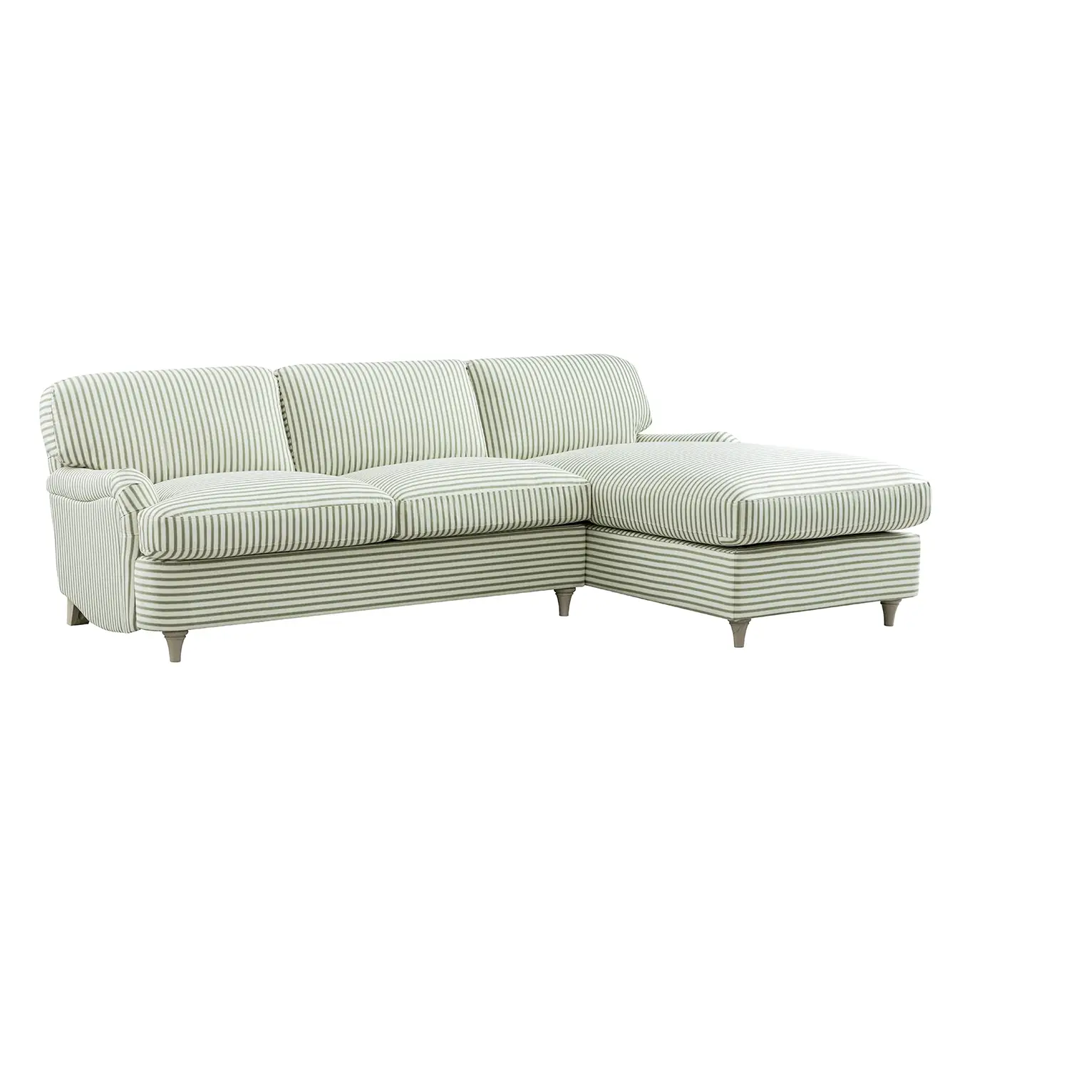 Daphnis Green Striped Linen Blend Sofa Bed, Grande Chaise Right Hand Facing - Image 4