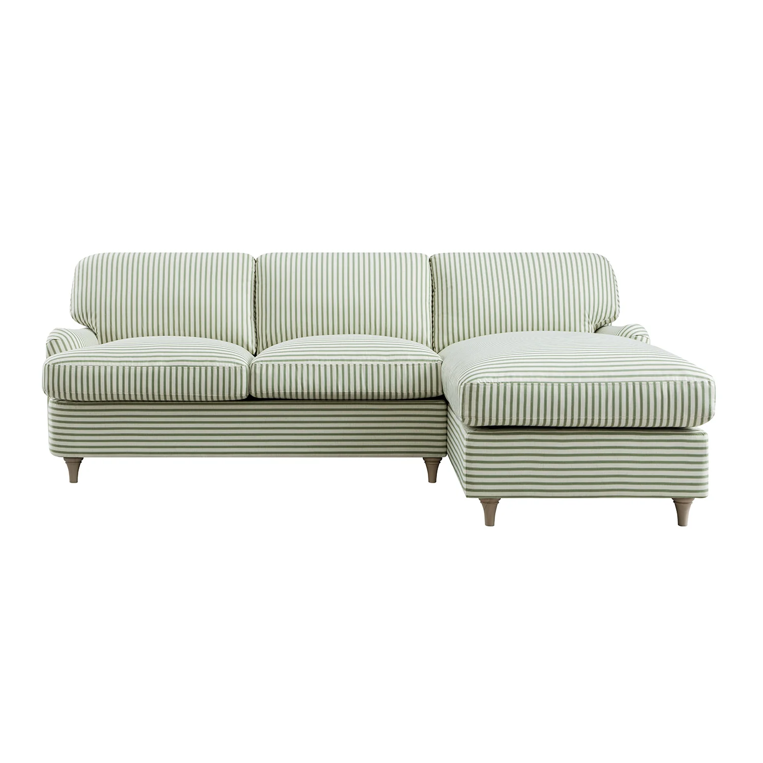 Daphnis Green Striped Linen Blend Sofa Bed, Grande Chaise Right Hand Facing - Image 5