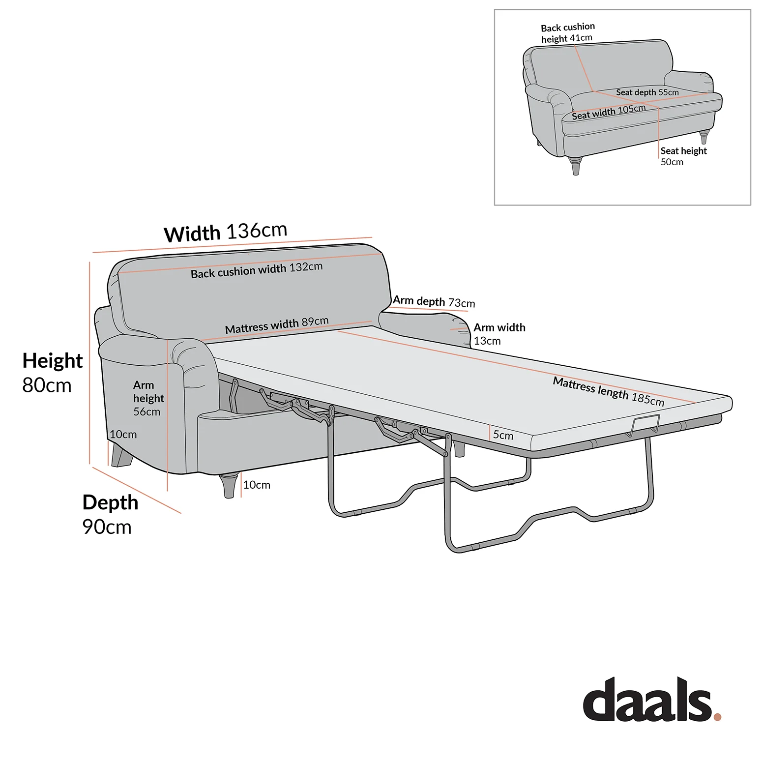 Daphnis Ochre Striped Linen Blend Fabric Sofa Bed, Loveseat - Image 13