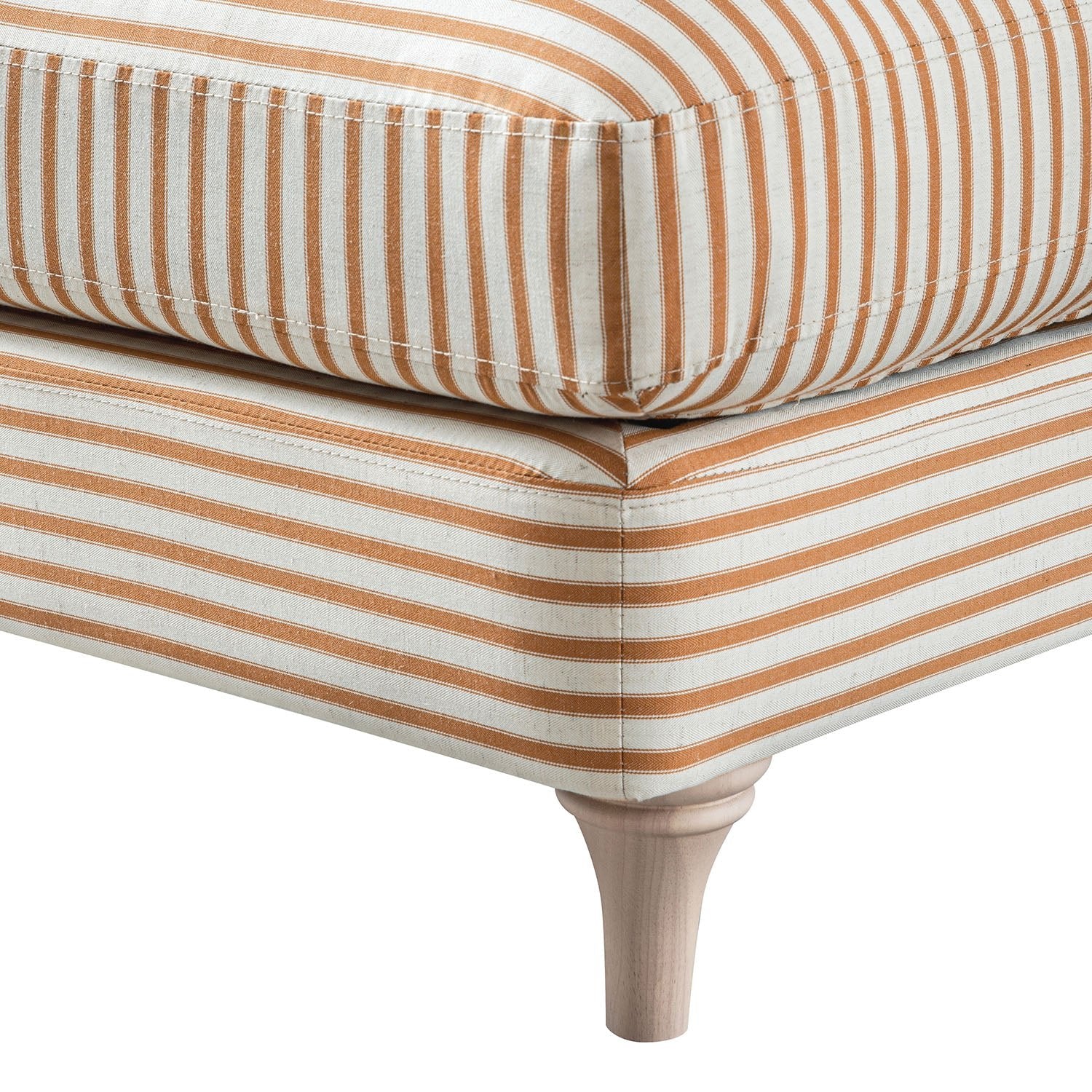 Daphnis Ochre Striped Linen Blend Footstool - Image 5