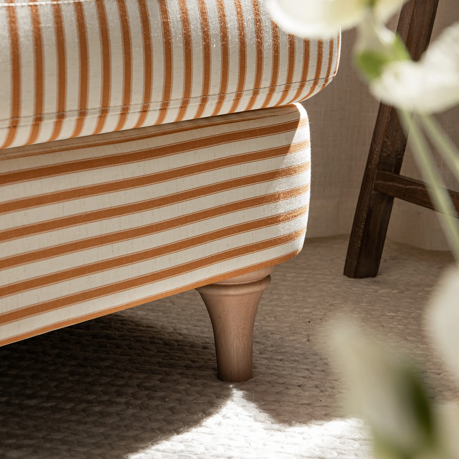 Daphnis Ochre Striped Linen Blend Sofa, 1-Seater - Image 6