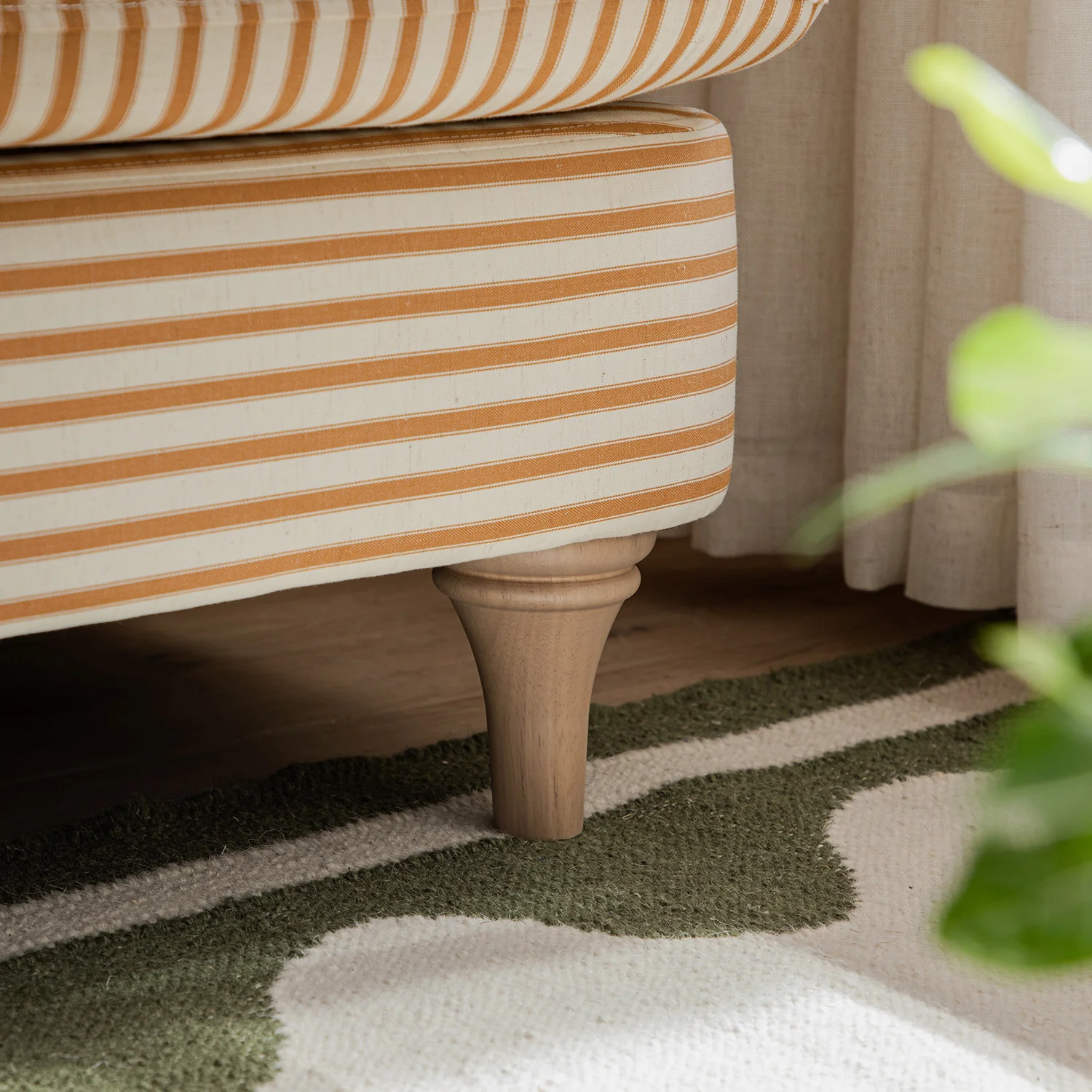 Daphnis Ochre Striped Linen Blend Sofa, 3-Seater - Image 5