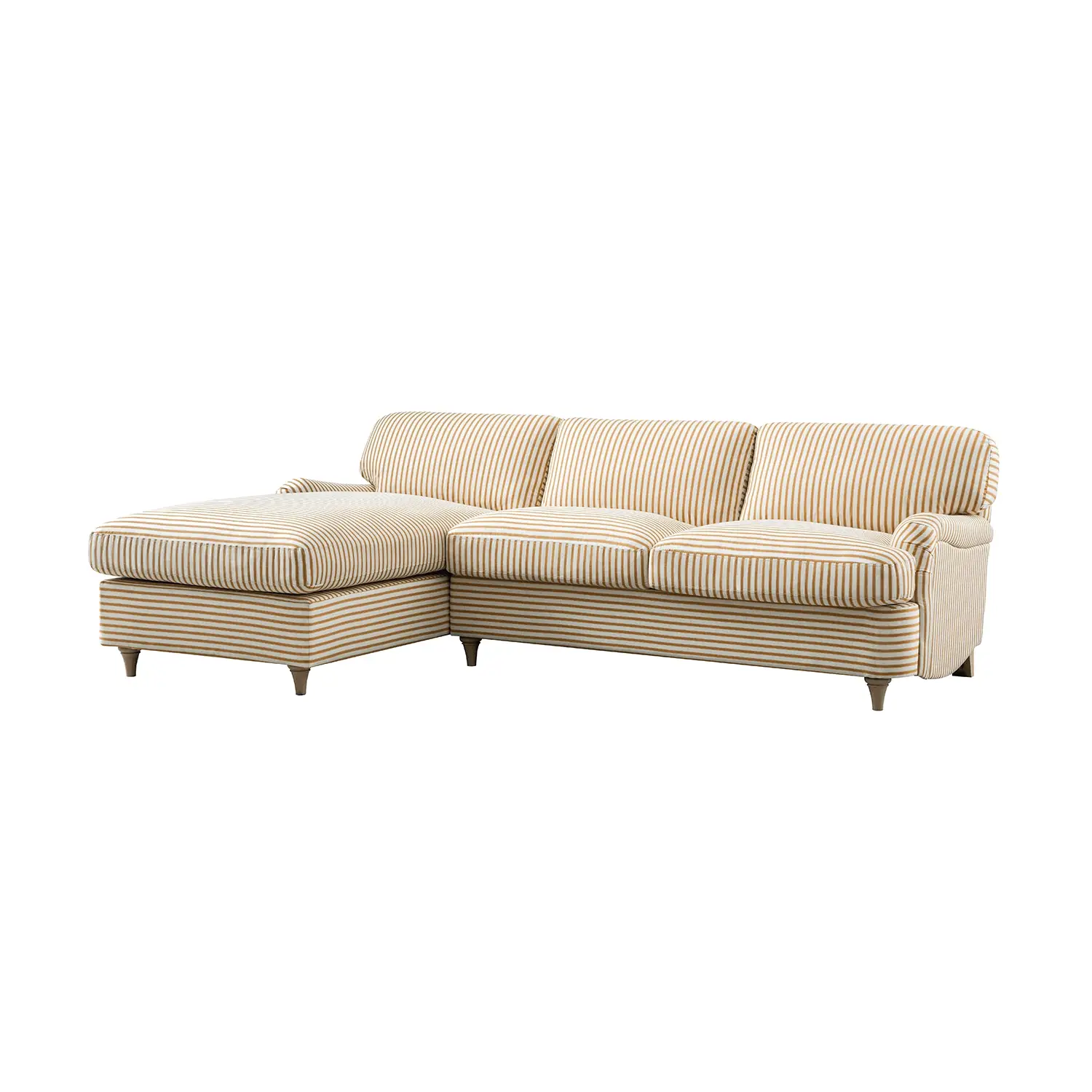 Daphnis Ochre Striped Linen Blend Sofa Bed, Grande Chaise Left Hand Facing - Image 4
