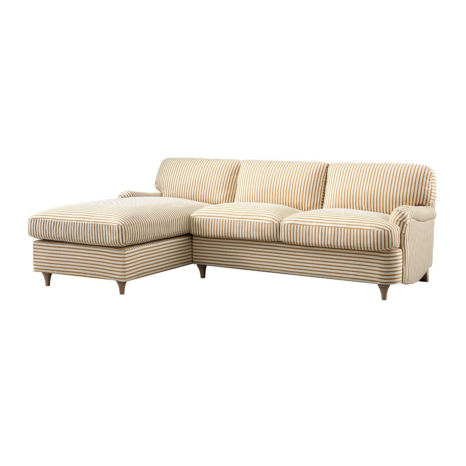 Daphnis Ochre Striped Linen Blend Sofa Bed, Grande Chaise Left Hand Facing - Image 5