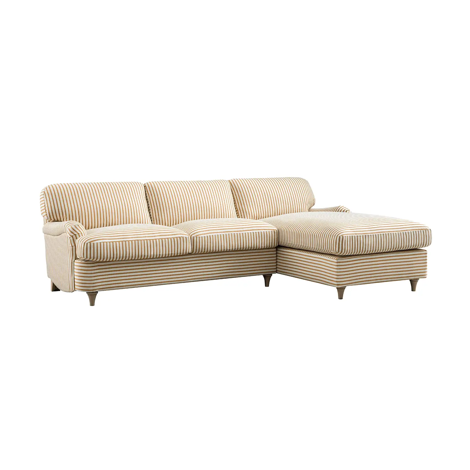 Daphnis Ochre Striped Linen Blend Sofa Bed, Grande Chaise Right Hand Facing - Image 4