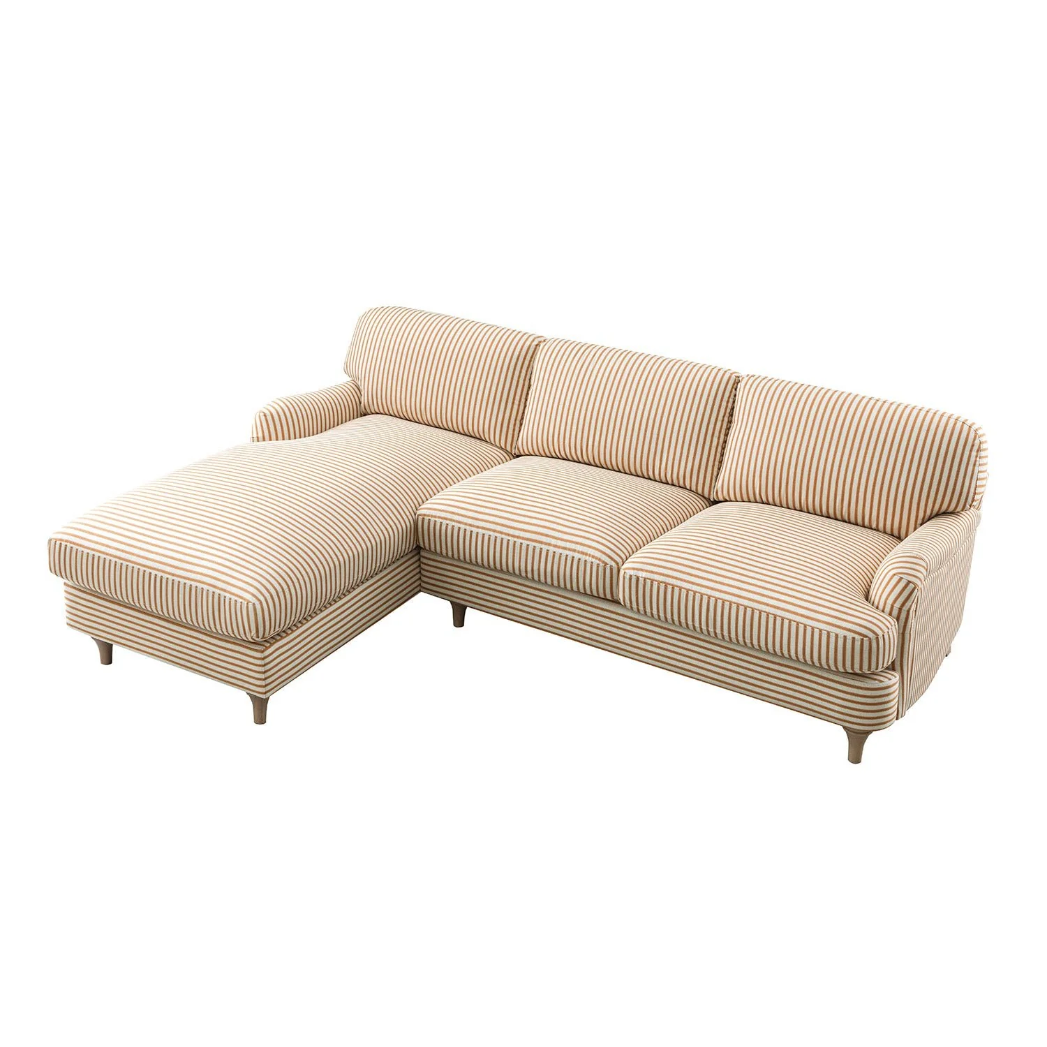 Daphnis Ochre Striped Linen Blend Sofa, Grande Chaise Sofa Left Hand Facing - Image 10