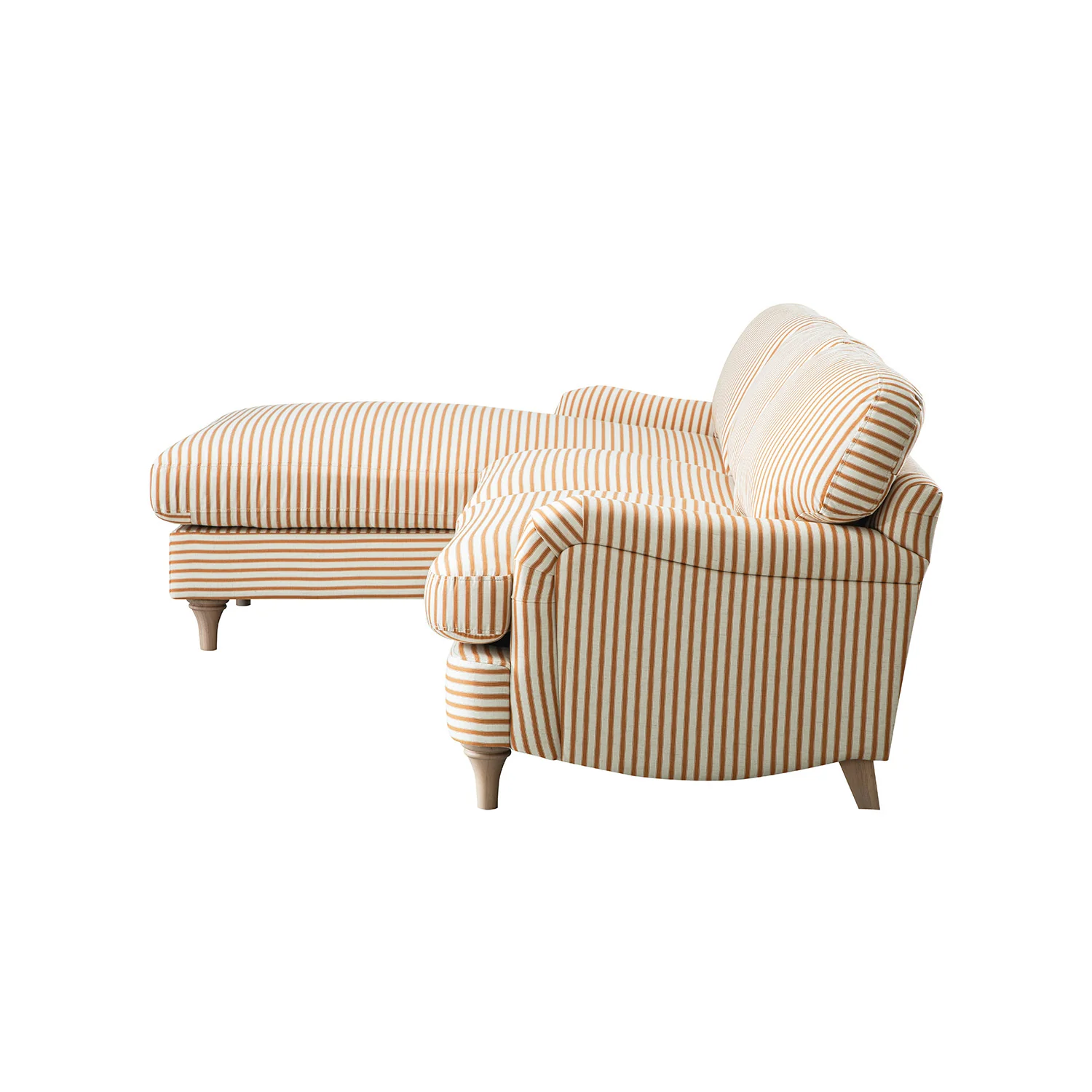 Daphnis Ochre Striped Linen Blend Sofa, Grande Chaise Sofa Left Hand Facing - Image 11