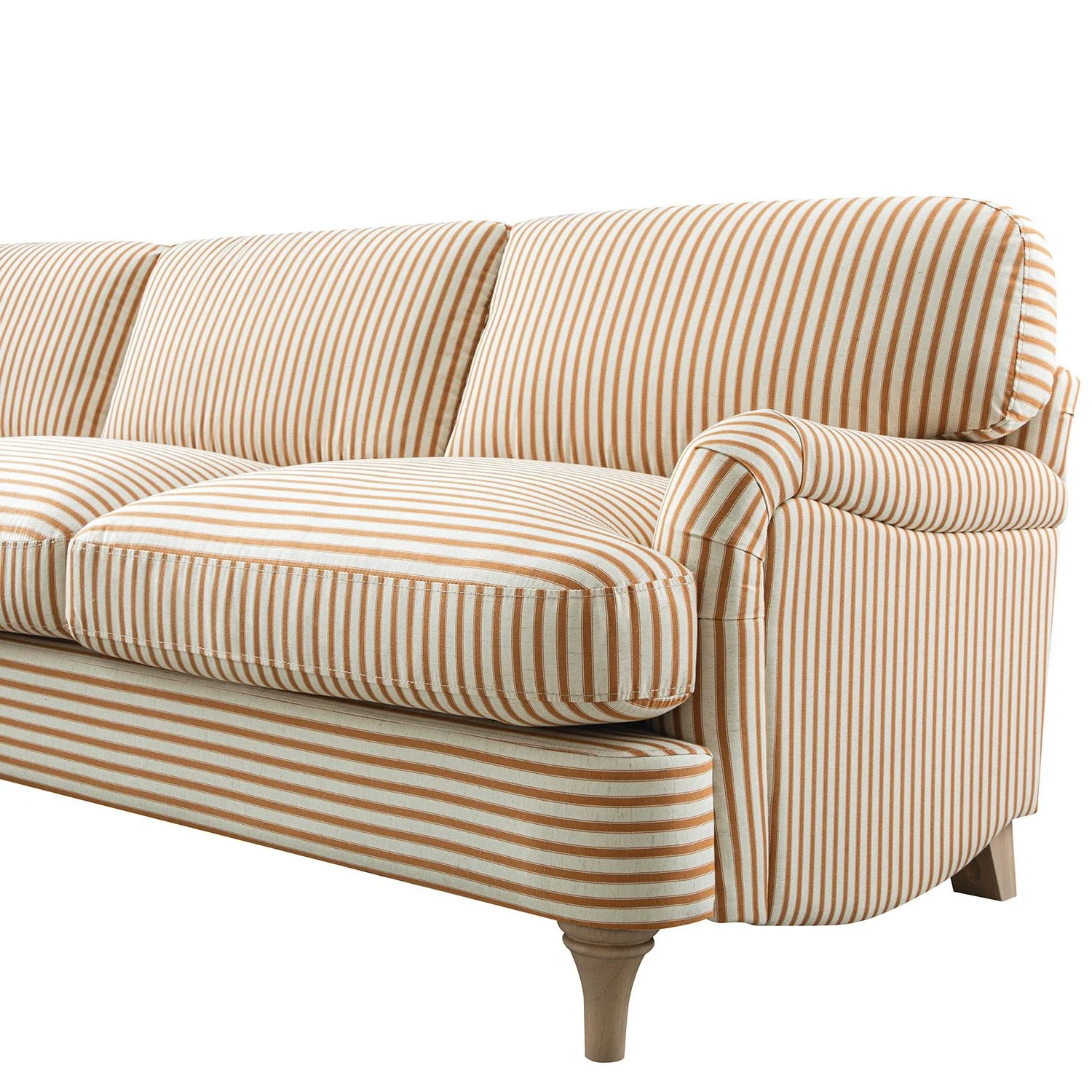 Daphnis Ochre Striped Linen Blend Sofa, Grande Chaise Sofa Left Hand Facing - Image 14