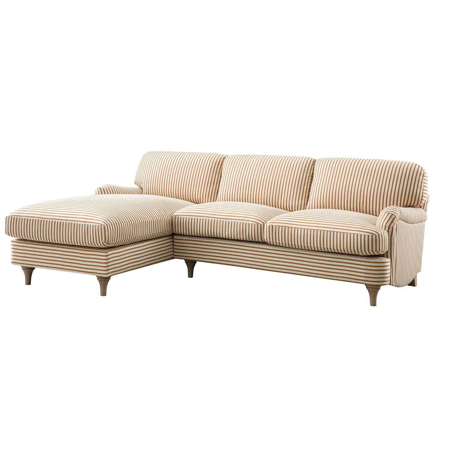 Daphnis Ochre Striped Linen Blend Sofa, Grande Chaise Sofa Left Hand Facing - Image 7
