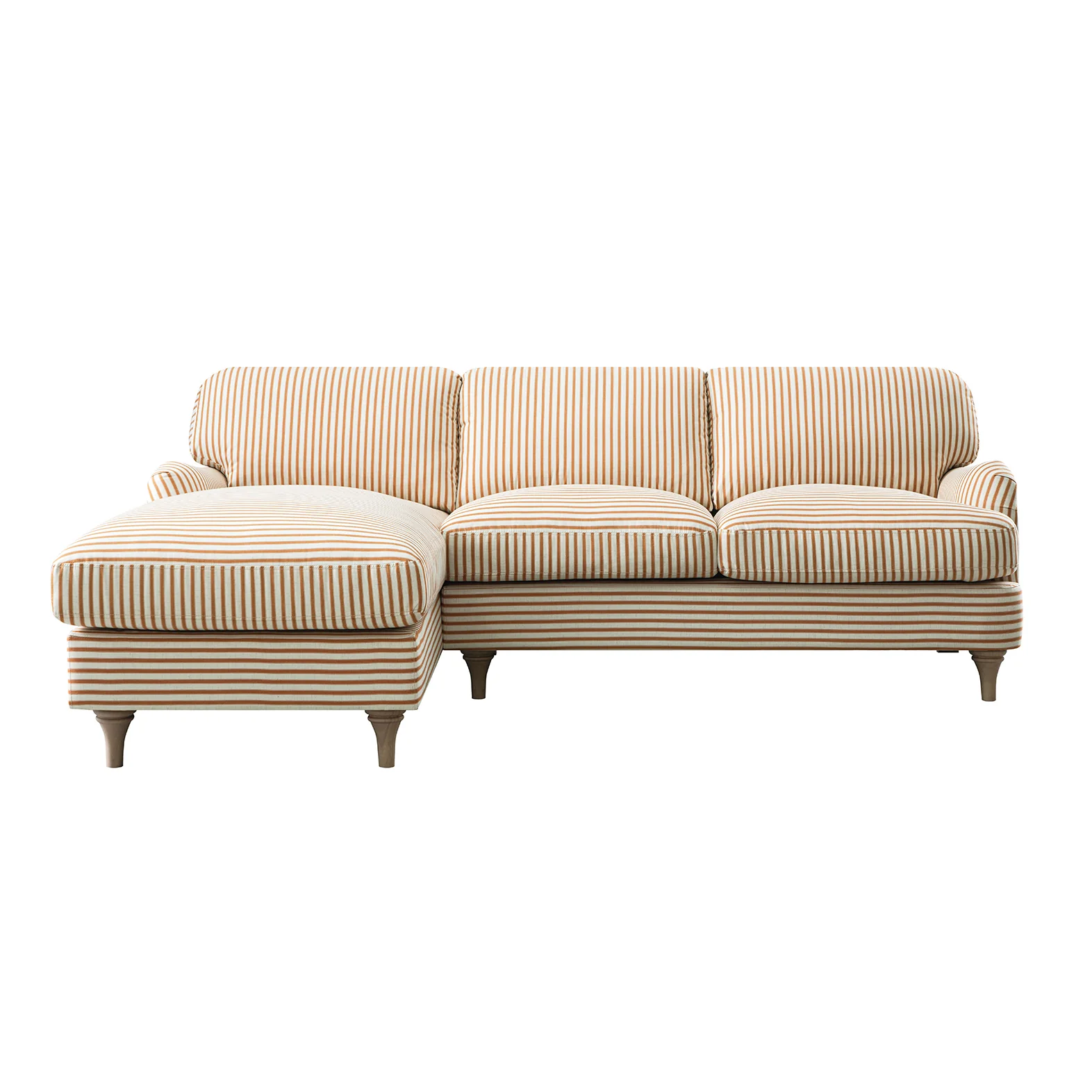 Daphnis Ochre Striped Linen Blend Sofa, Grande Chaise Sofa Left Hand Facing - Image 8