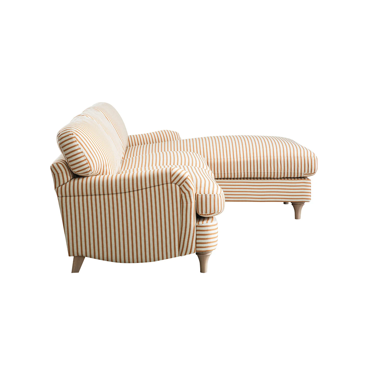 Daphnis Ochre Striped Linen Blend Sofa, Grande Chaise Sofa Right Hand Facing - Image 12