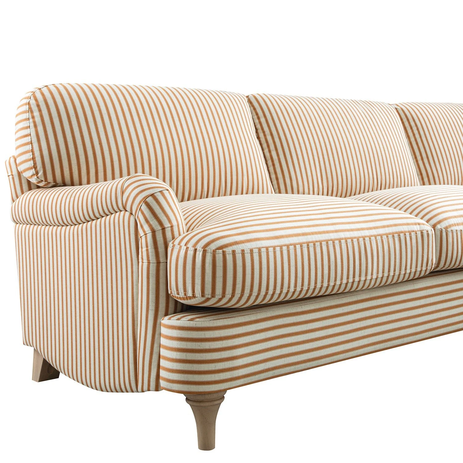 Daphnis Ochre Striped Linen Blend Sofa, Grande Chaise Sofa Right Hand Facing - Image 14