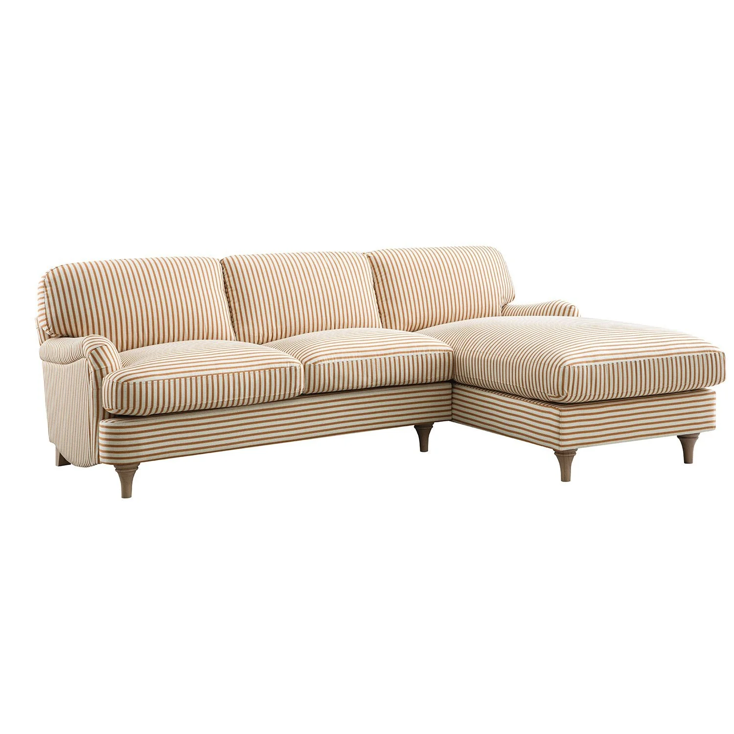 Daphnis Ochre Striped Linen Blend Sofa, Grande Chaise Sofa Right Hand Facing - Image 7