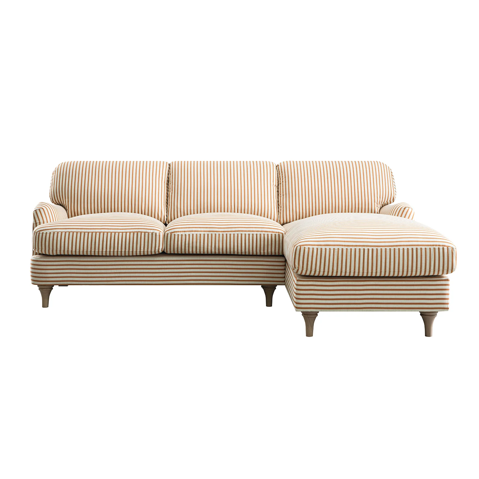Daphnis Ochre Striped Linen Blend Sofa, Grande Chaise Sofa Right Hand Facing - Image 8