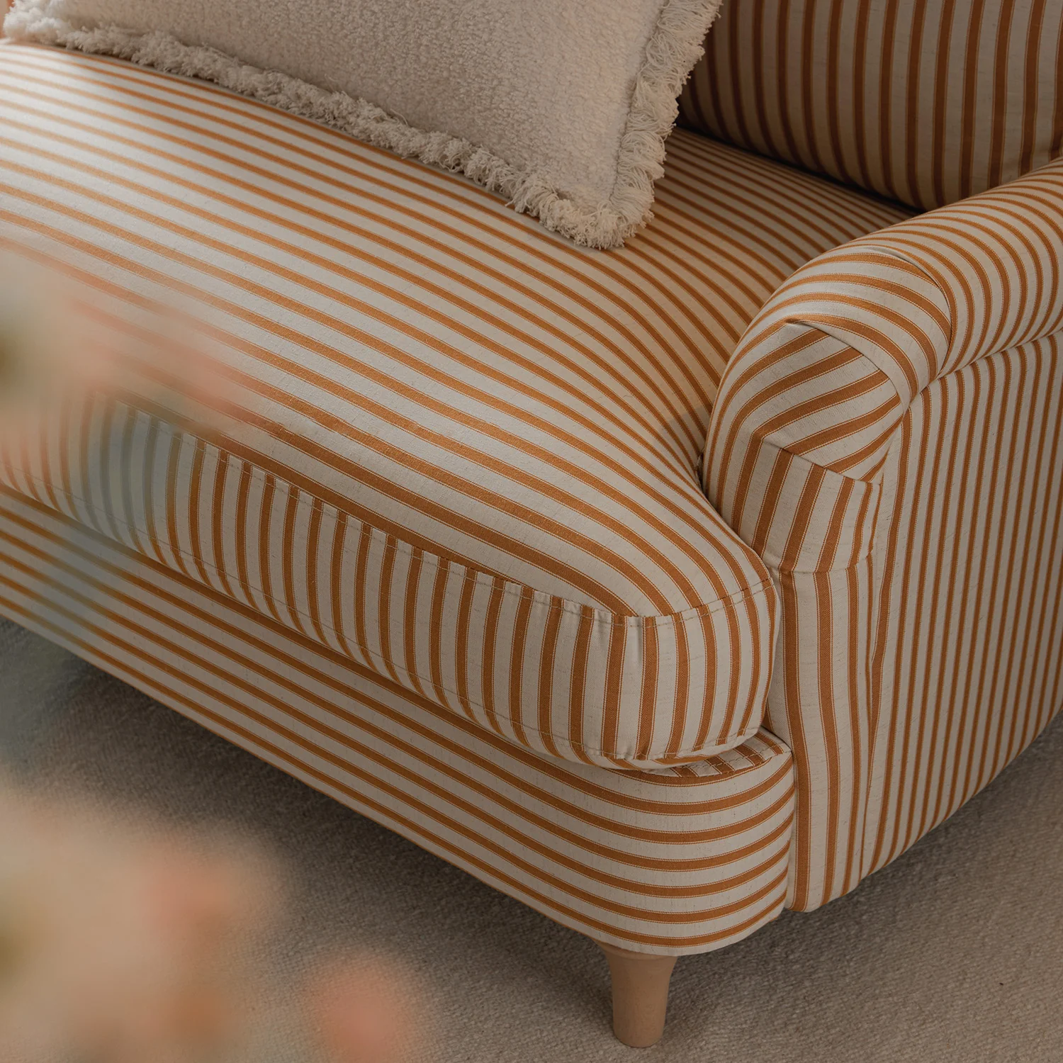 Daphnis Ochre Striped Linen Blend Sofa, Loveseat - Image 4