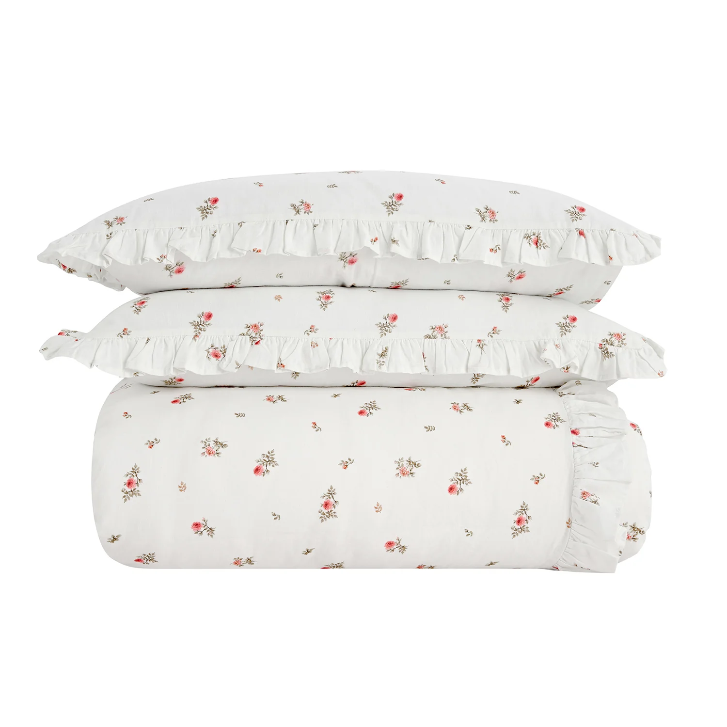 Darcy Rose Ivory White Ruffle Linen Blend Duvet Set - Image 3