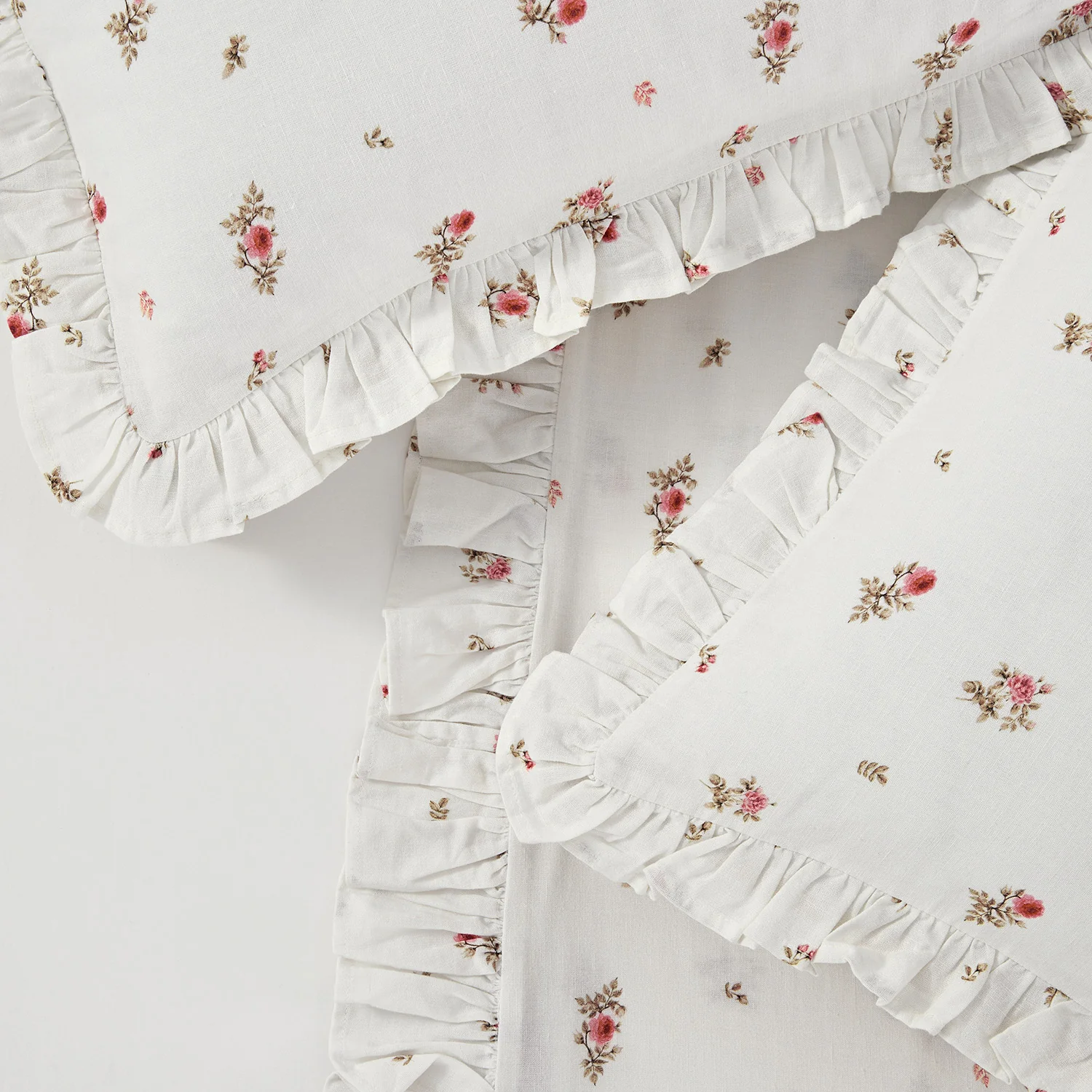 Darcy Rose Ivory White Ruffle Linen Blend Duvet Set - Image 4