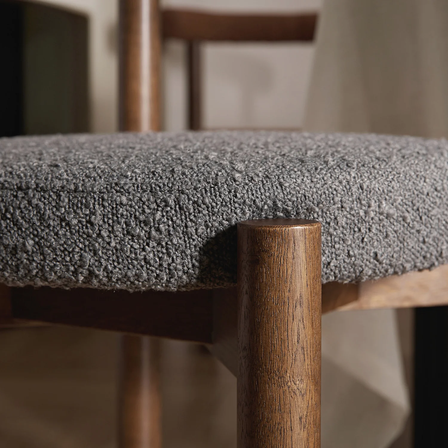 Demeter Dining Chair, Charcoal Boucle | Dark Walnut Frame - Image 6